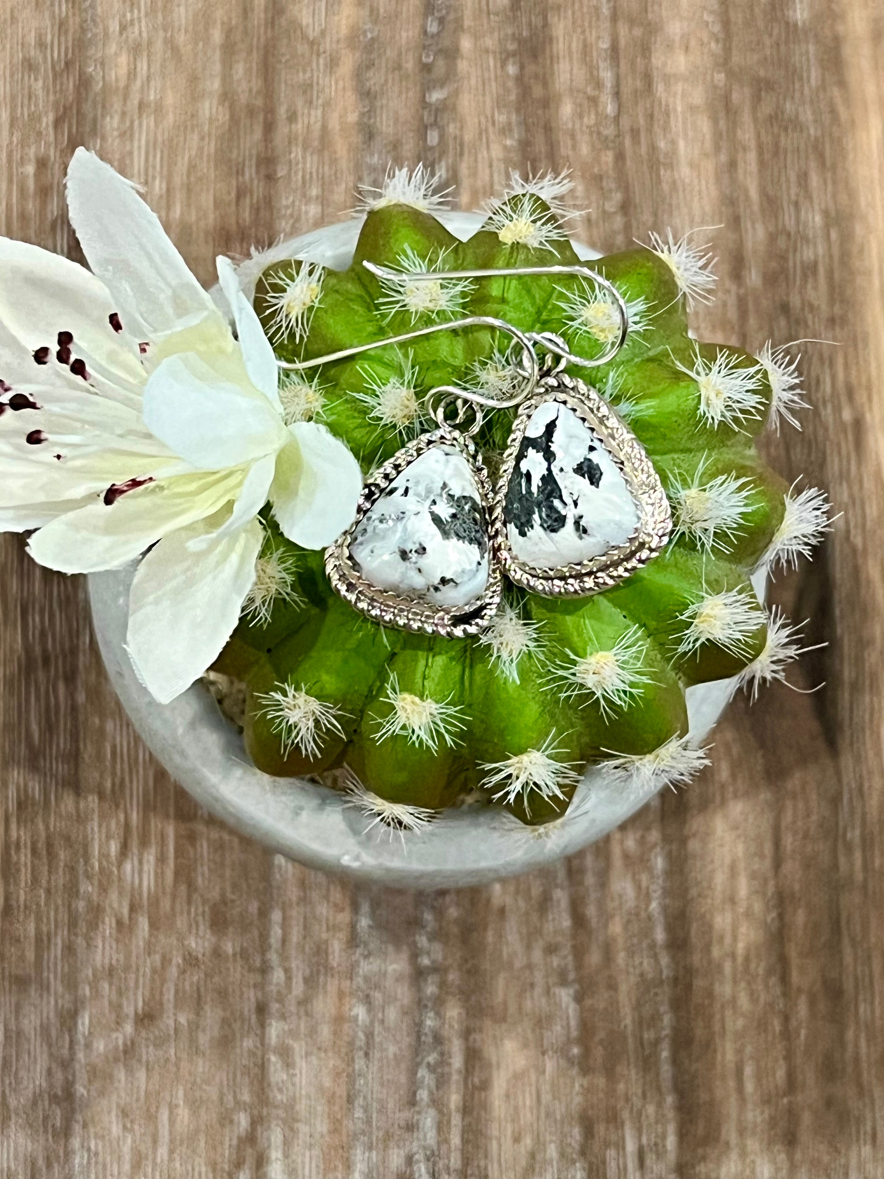 Whimsical White Buffalo Sterling Silver Earrings