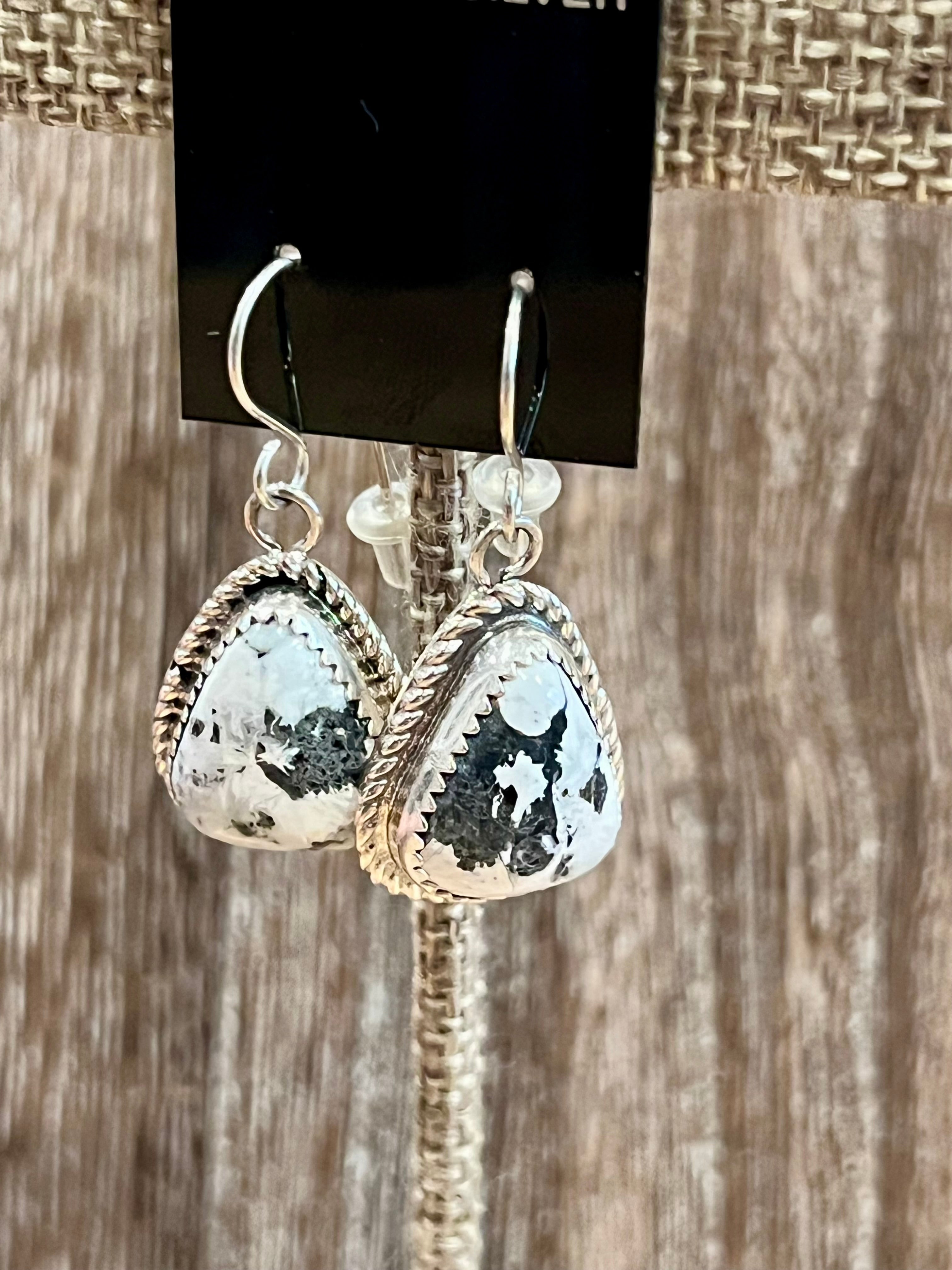 Whimsical White Buffalo Sterling Silver Earrings