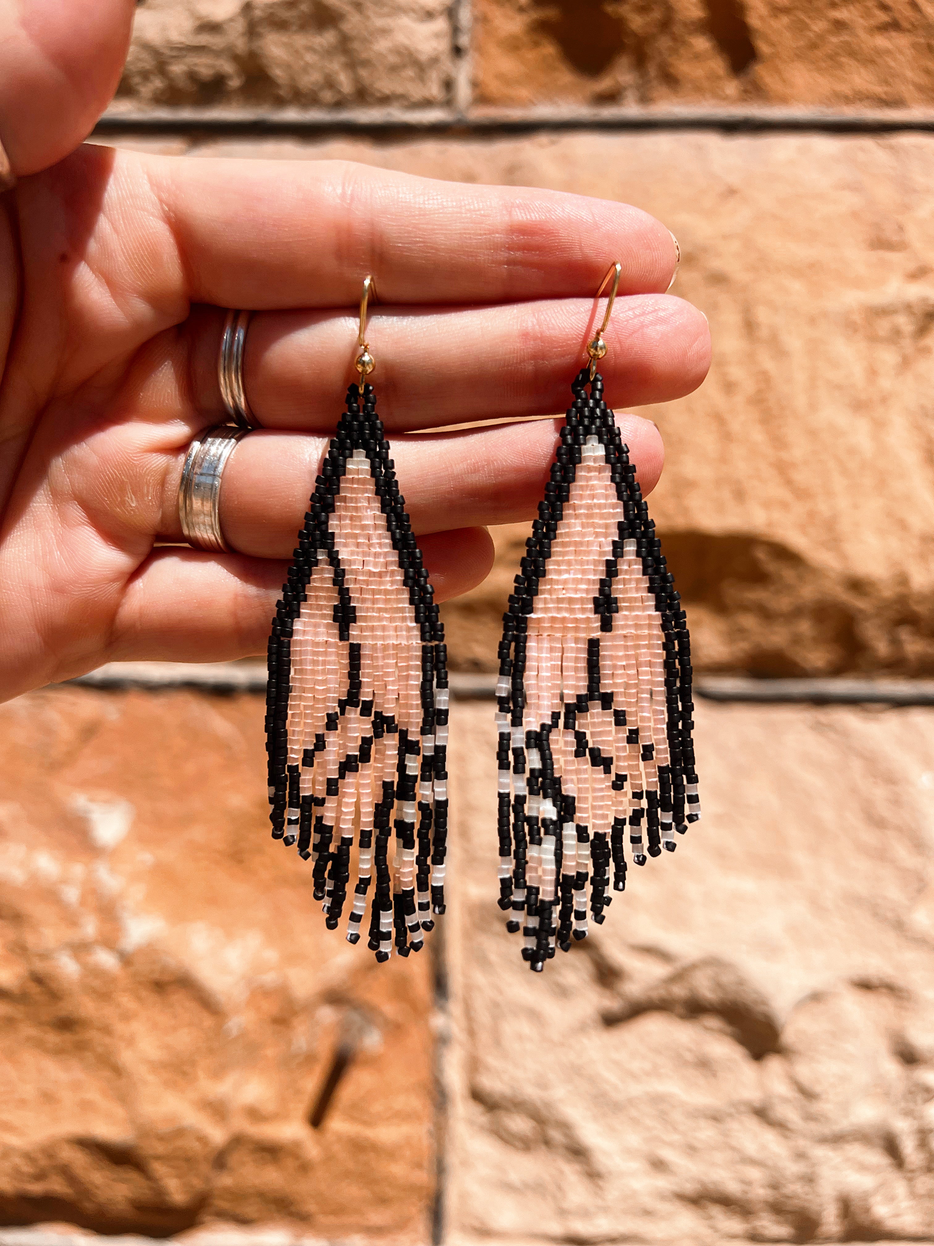 Monarch Butterfly Handbeaded Earrings