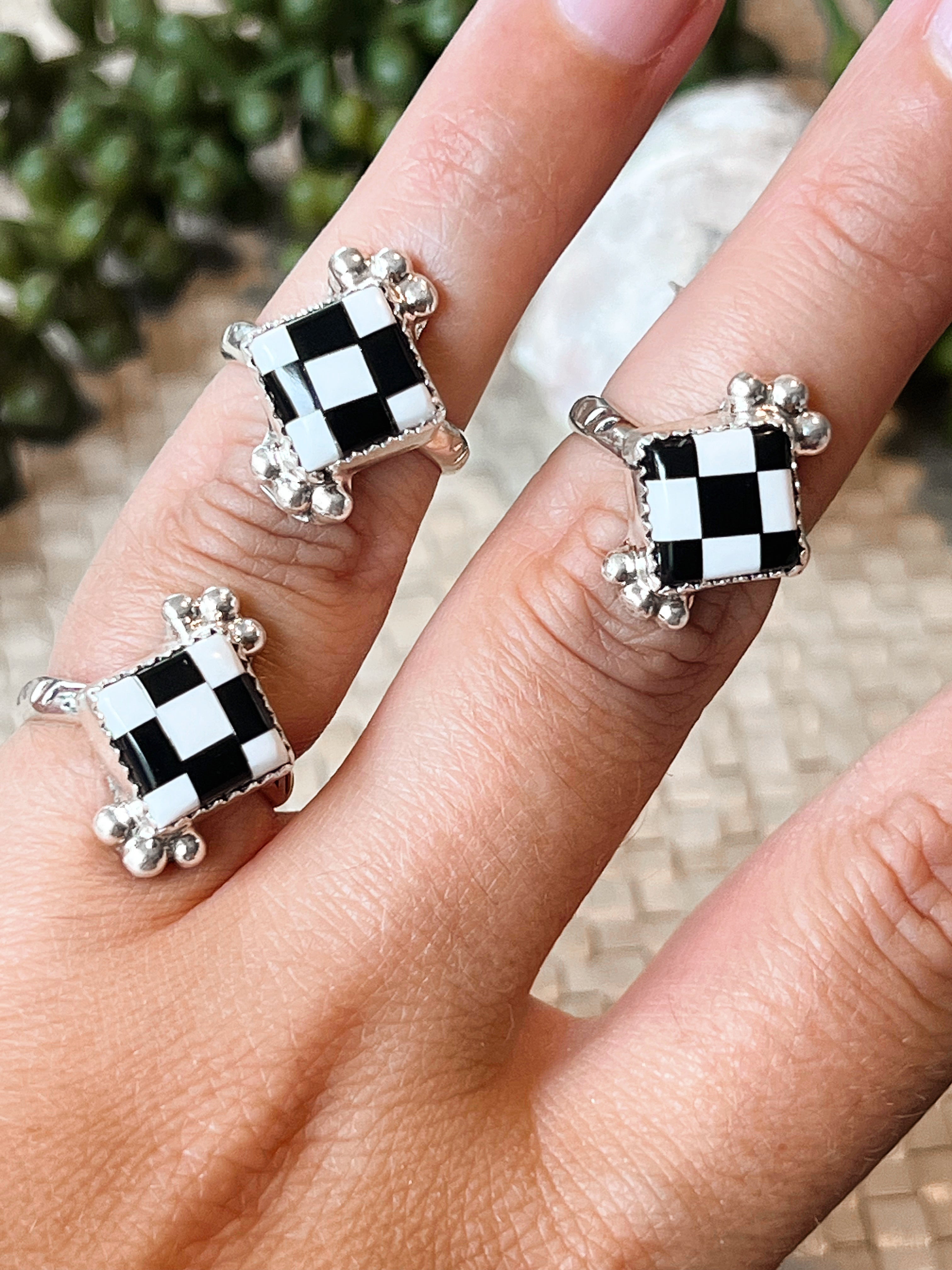 Bejeweled White Buffalo & Onyx Sterling Silver Ring