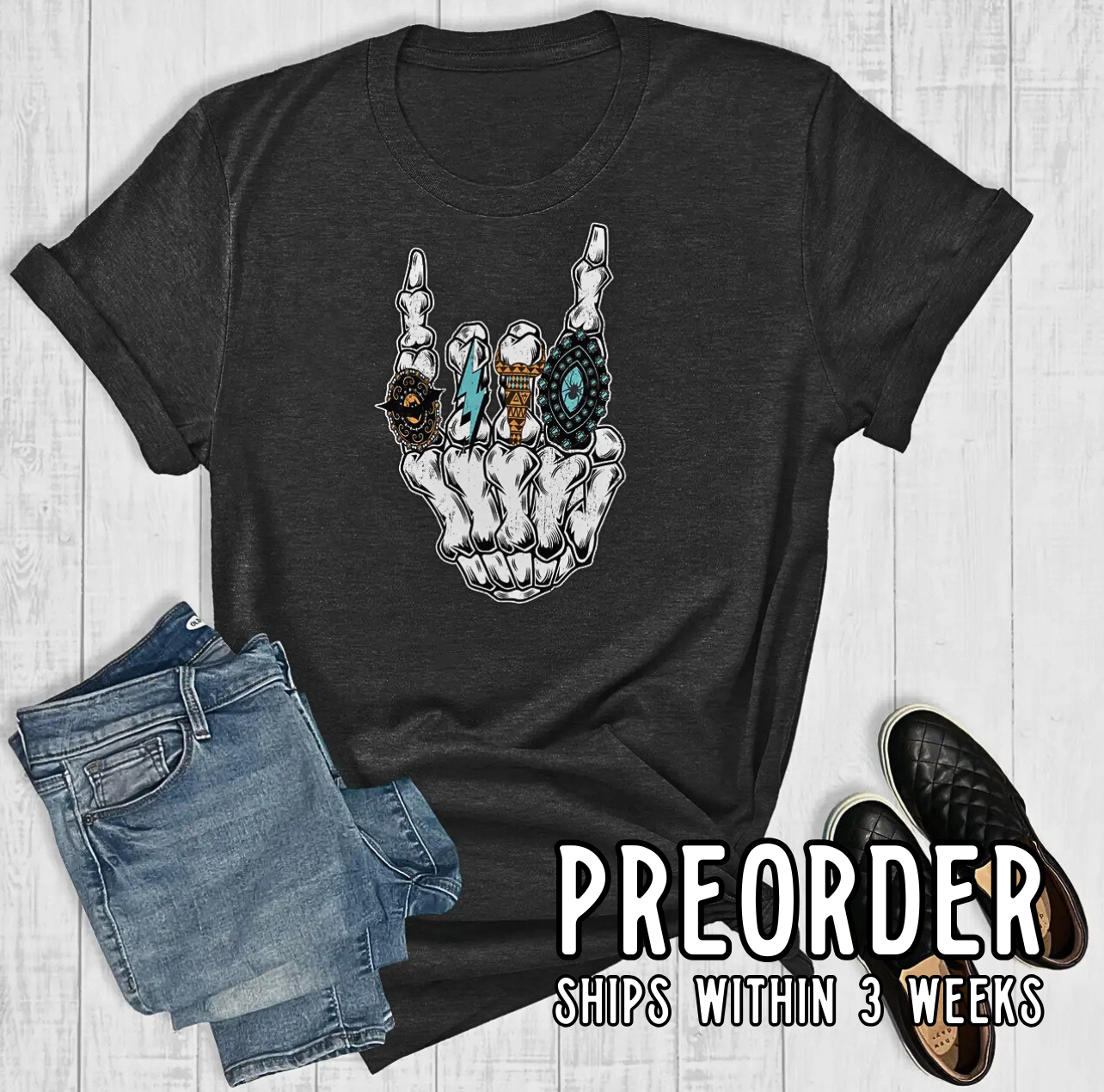 *Preorder* Skull Turquoise Graphic Tee