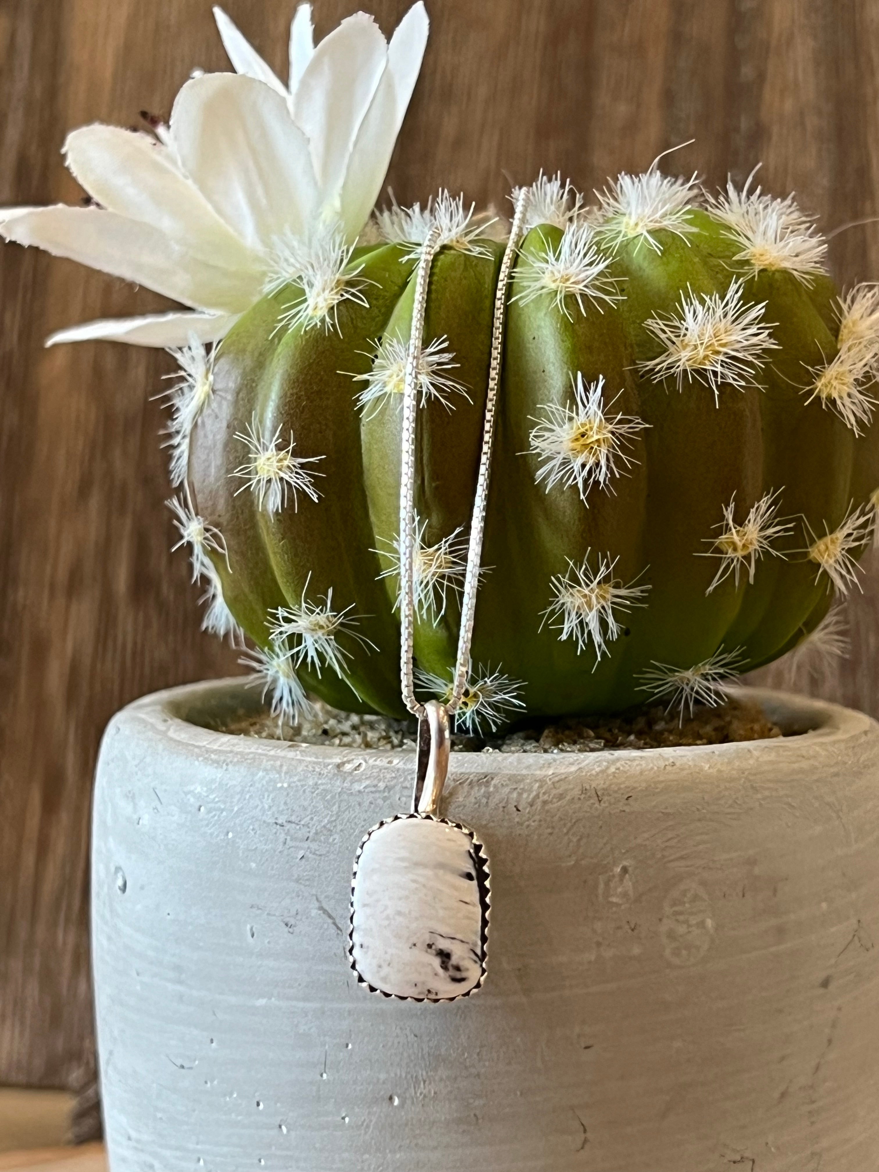 Simply White Buffalo Sterling Silver Necklace