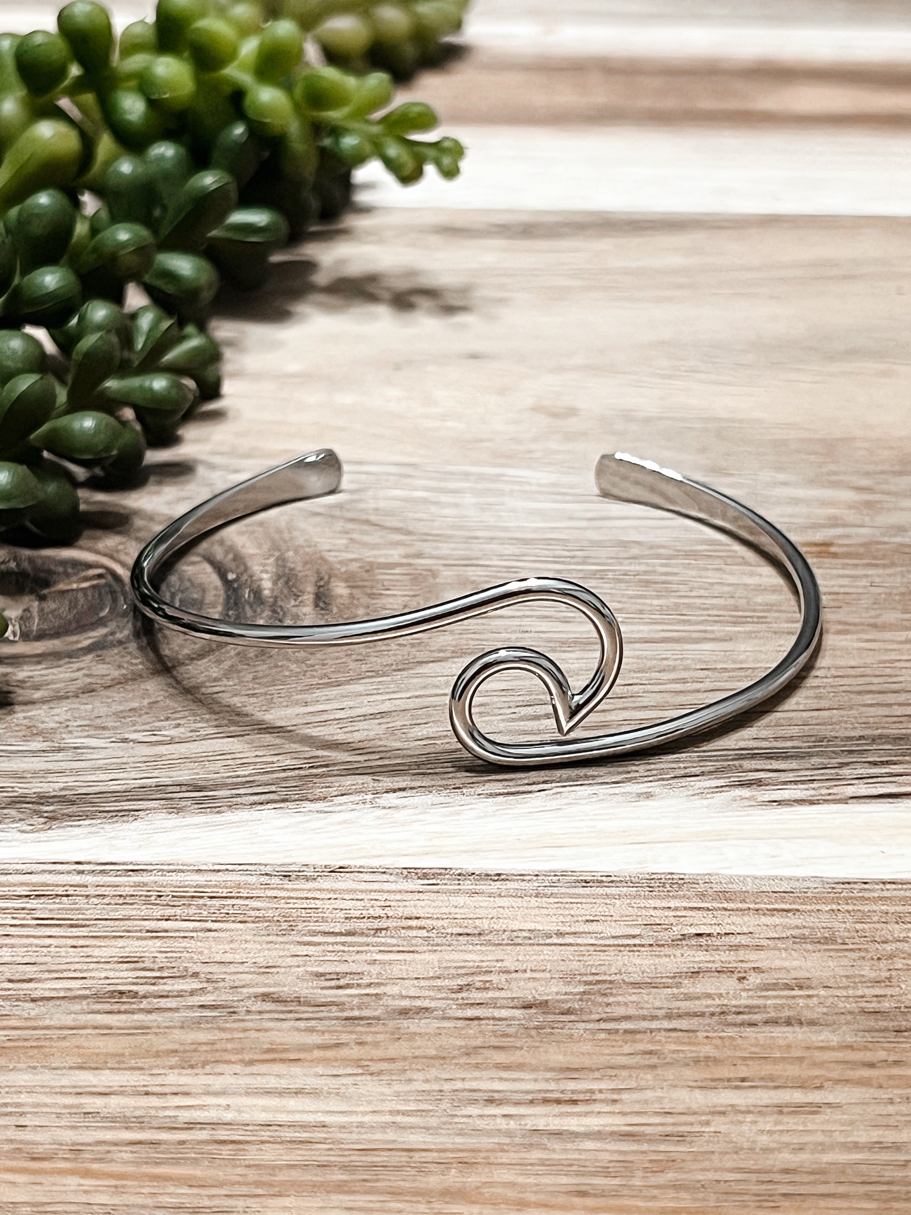 Silver Wave Cuff Bracelet