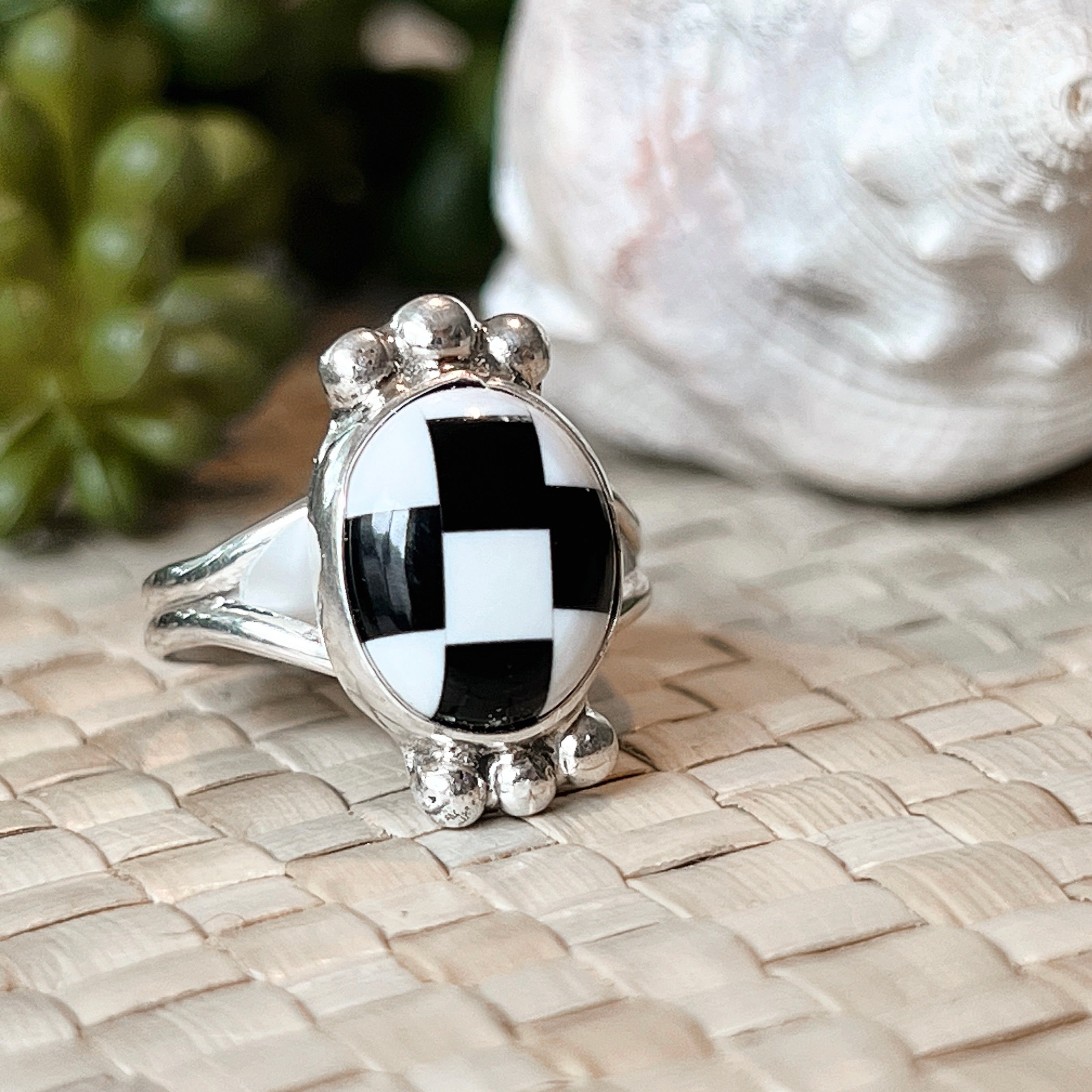 Oval Obsessed White Buffalo & Onyx Sterling Silver Ring