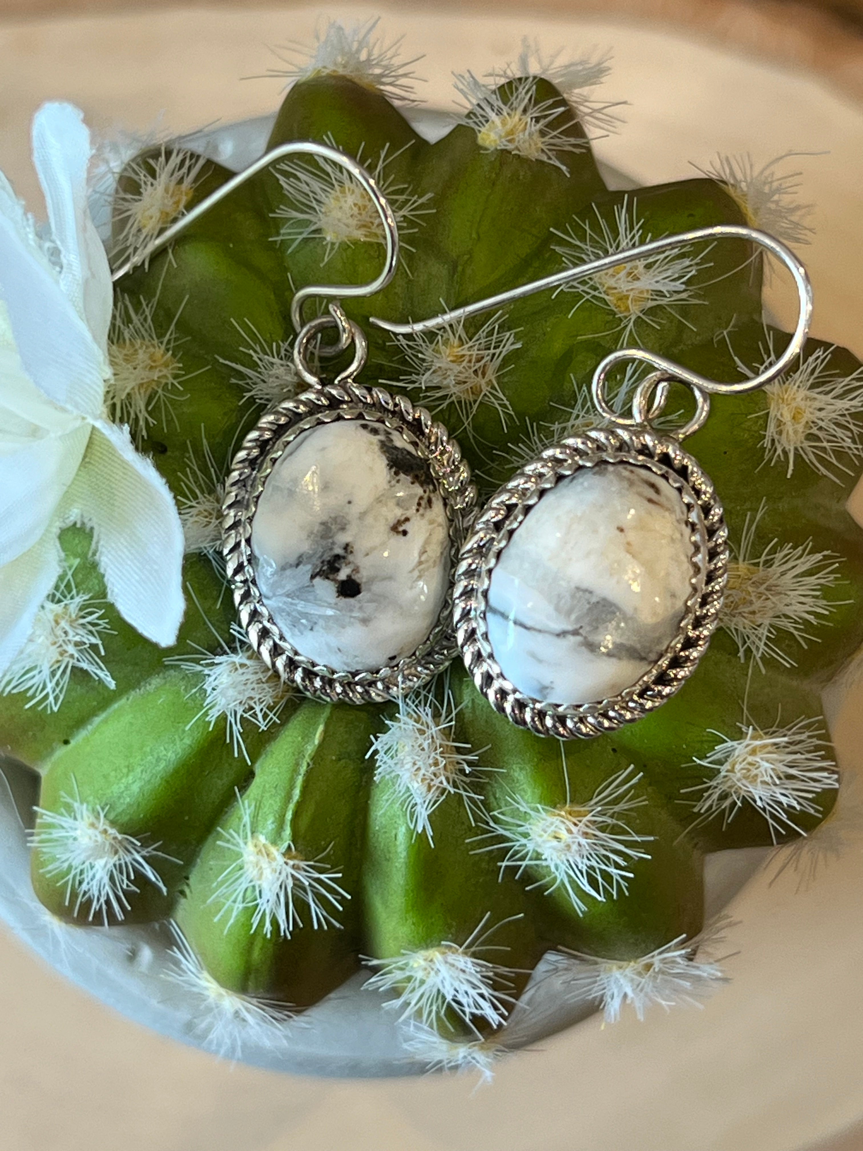 White Buffalo Beauty Sterling Silver Earrings