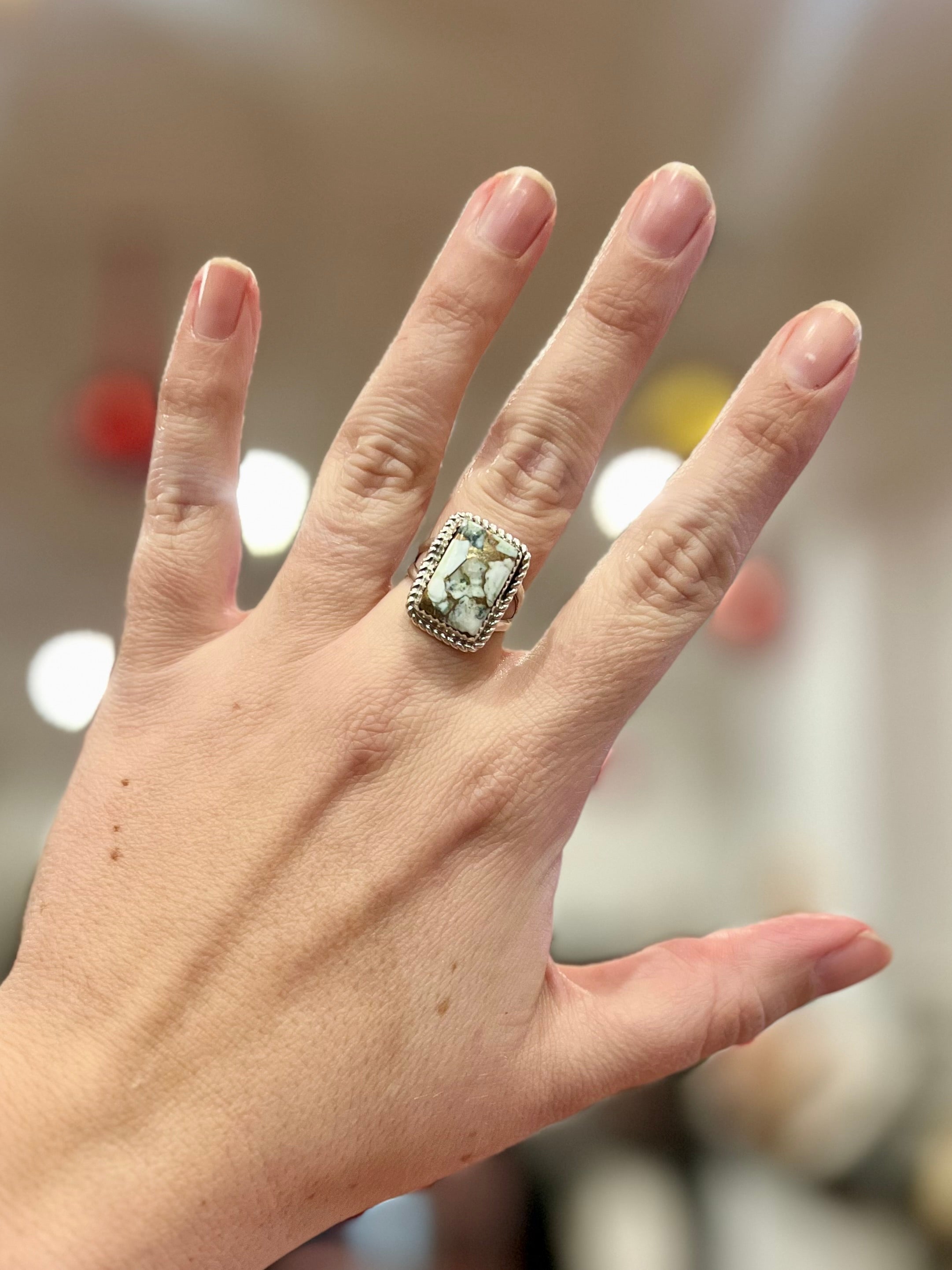 Mojave White Buffalo Sterling Silver Ring