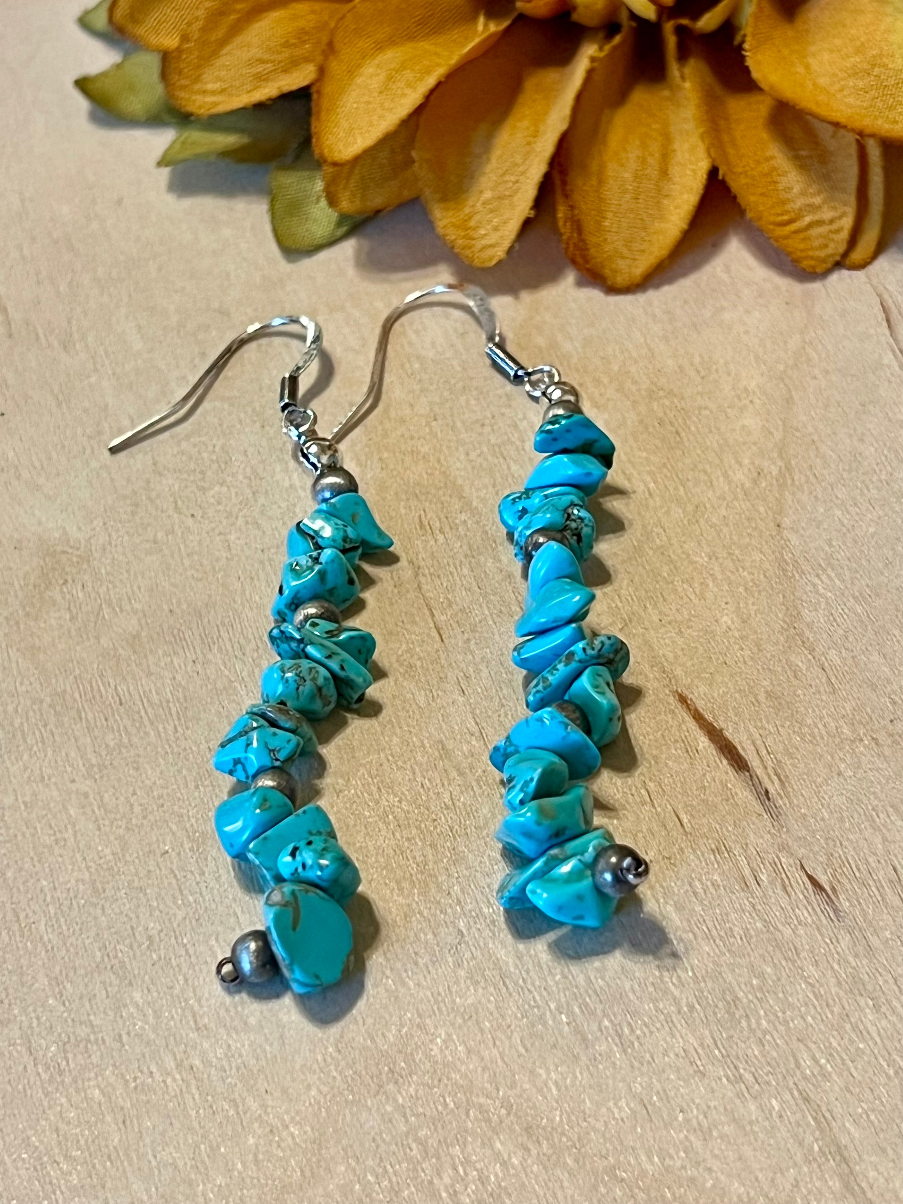 Teal Stone Dangle Earrings