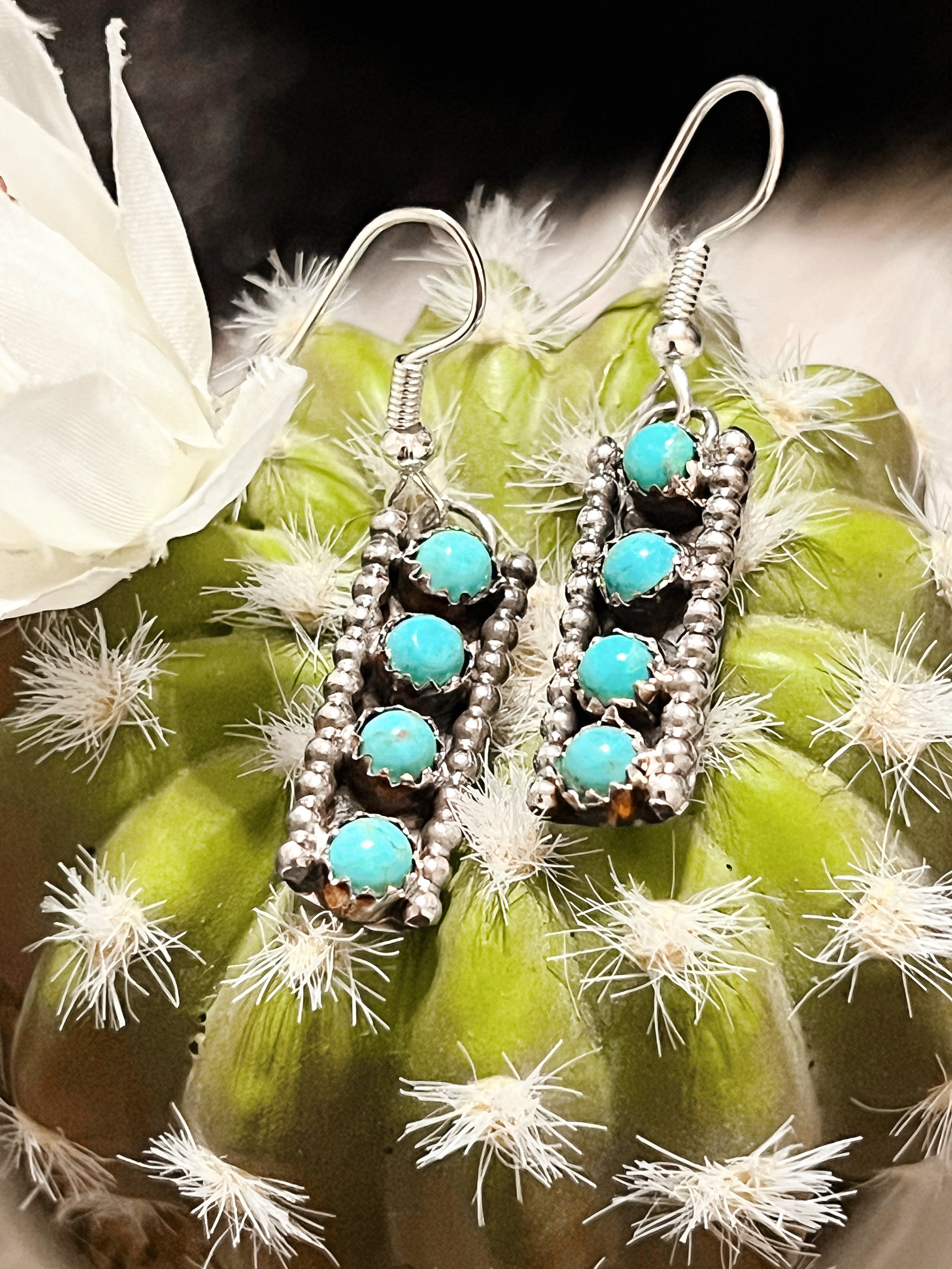 Stacked Turquoise Sterling Silver Earrings