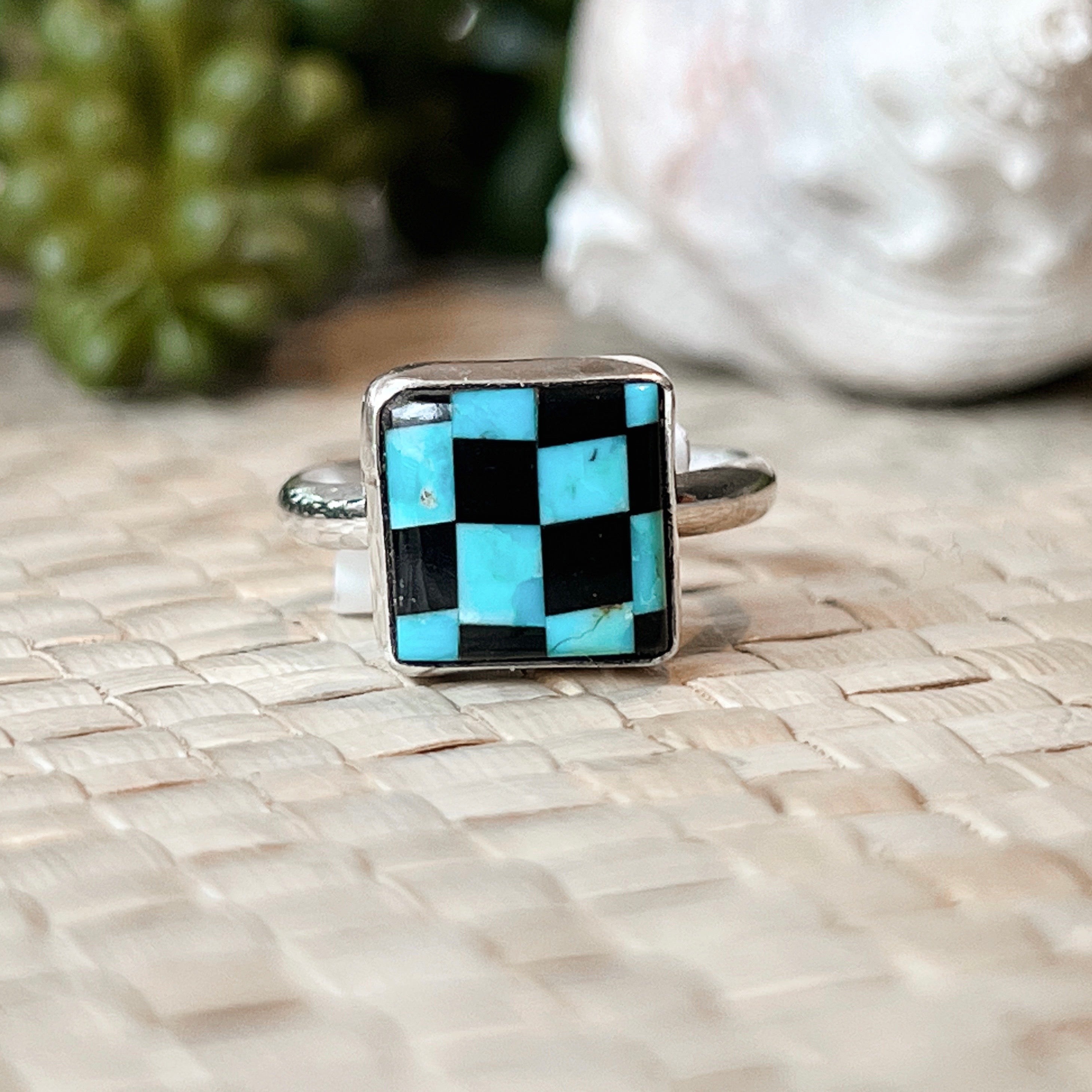 Gemora Turquoise & Onyx Sterling Silver Ring