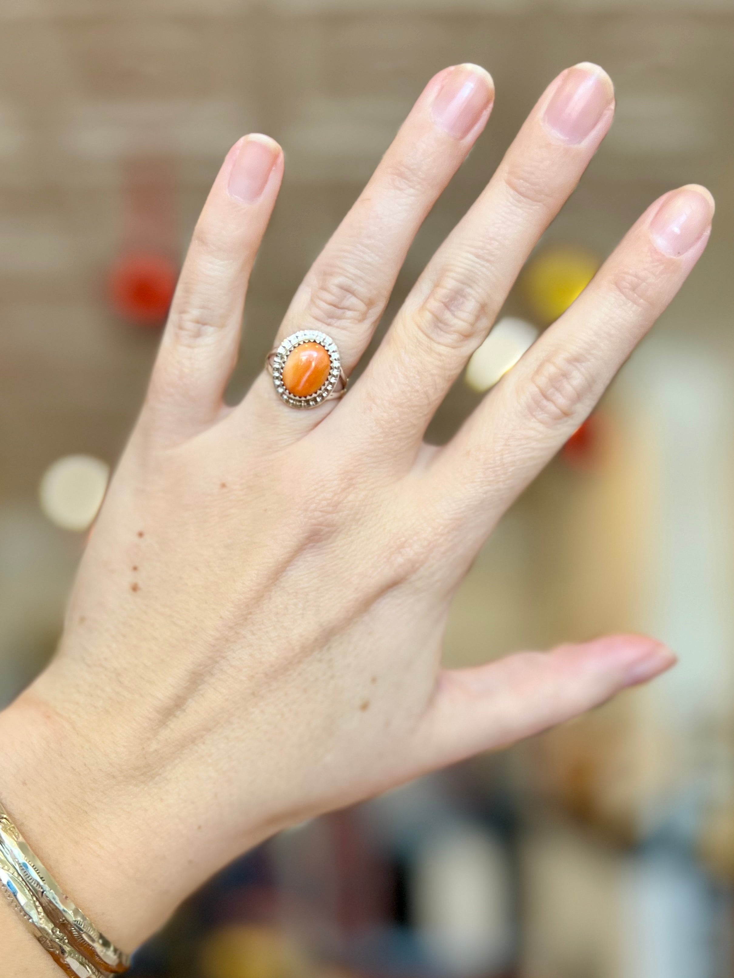 Oval Spiny Sterling Silver Ring