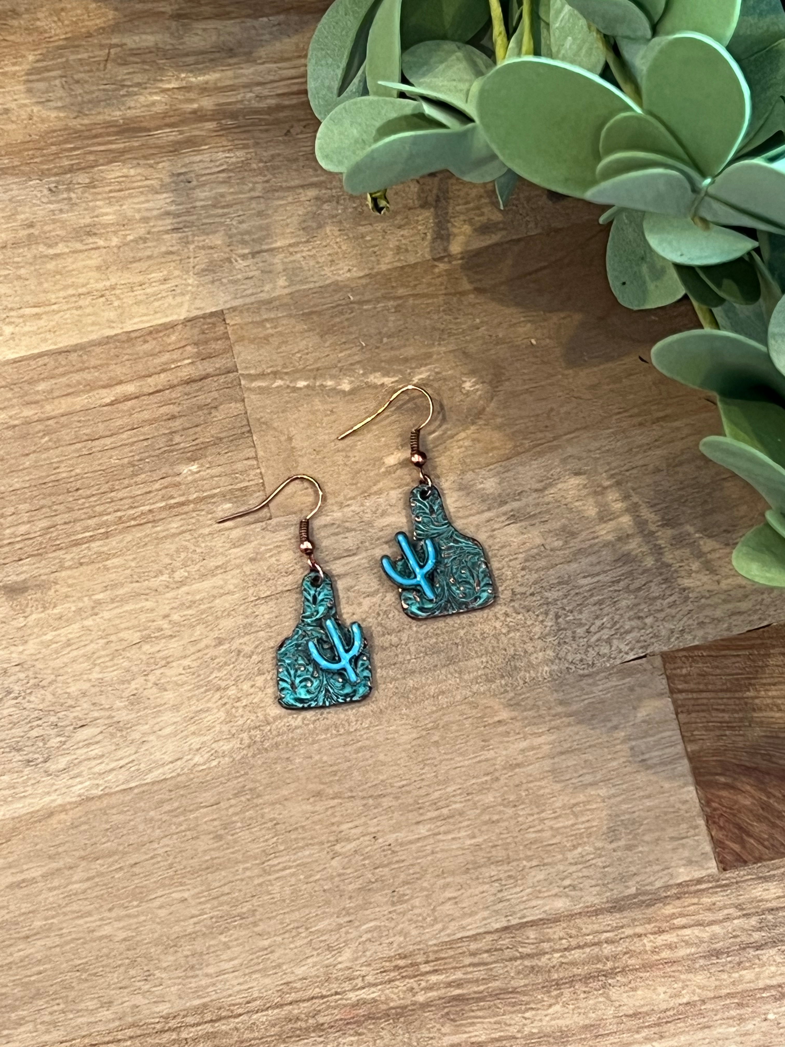 Patina Cactus Earrings