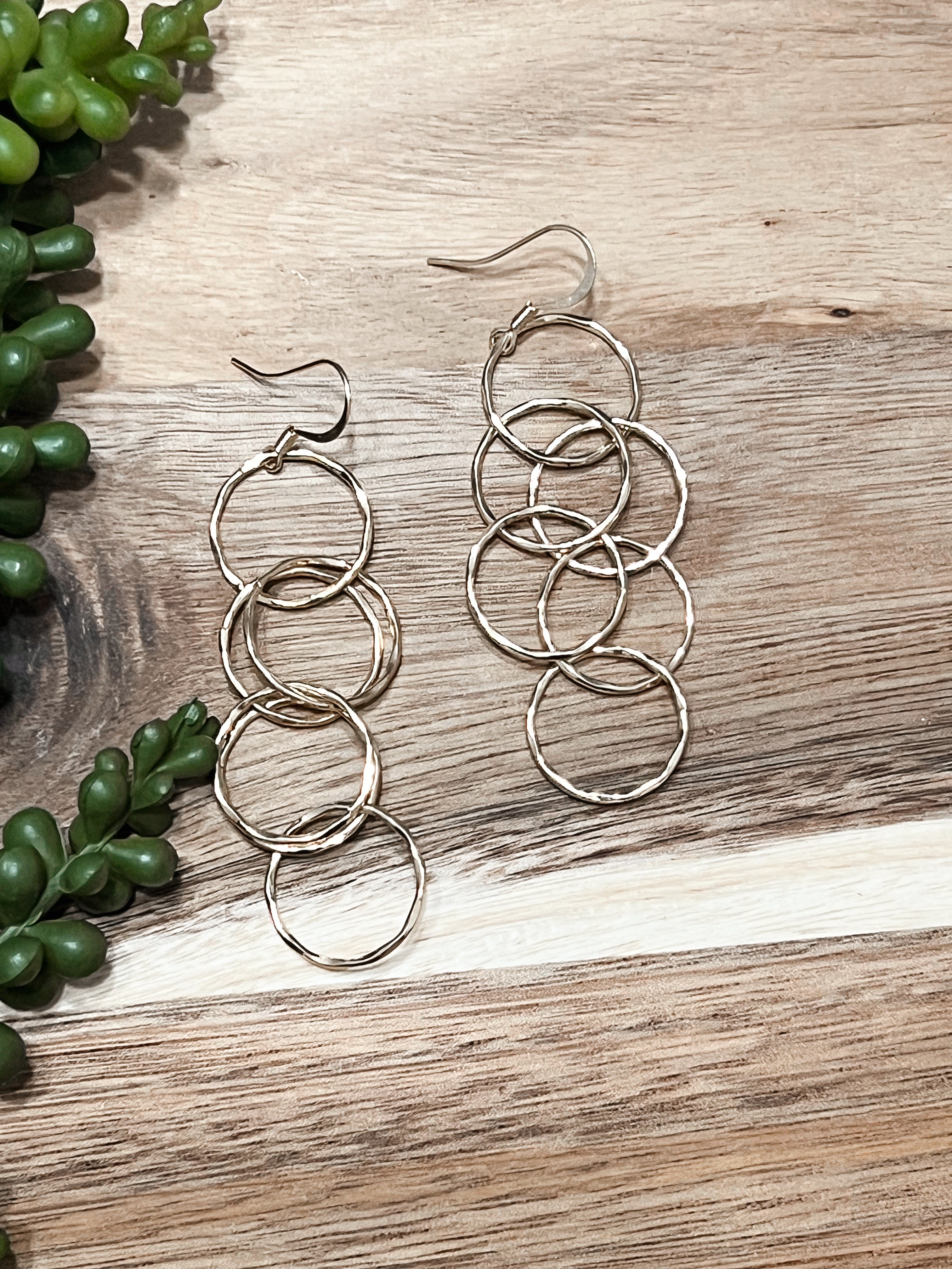 Gold Hoop Cascade Earrings