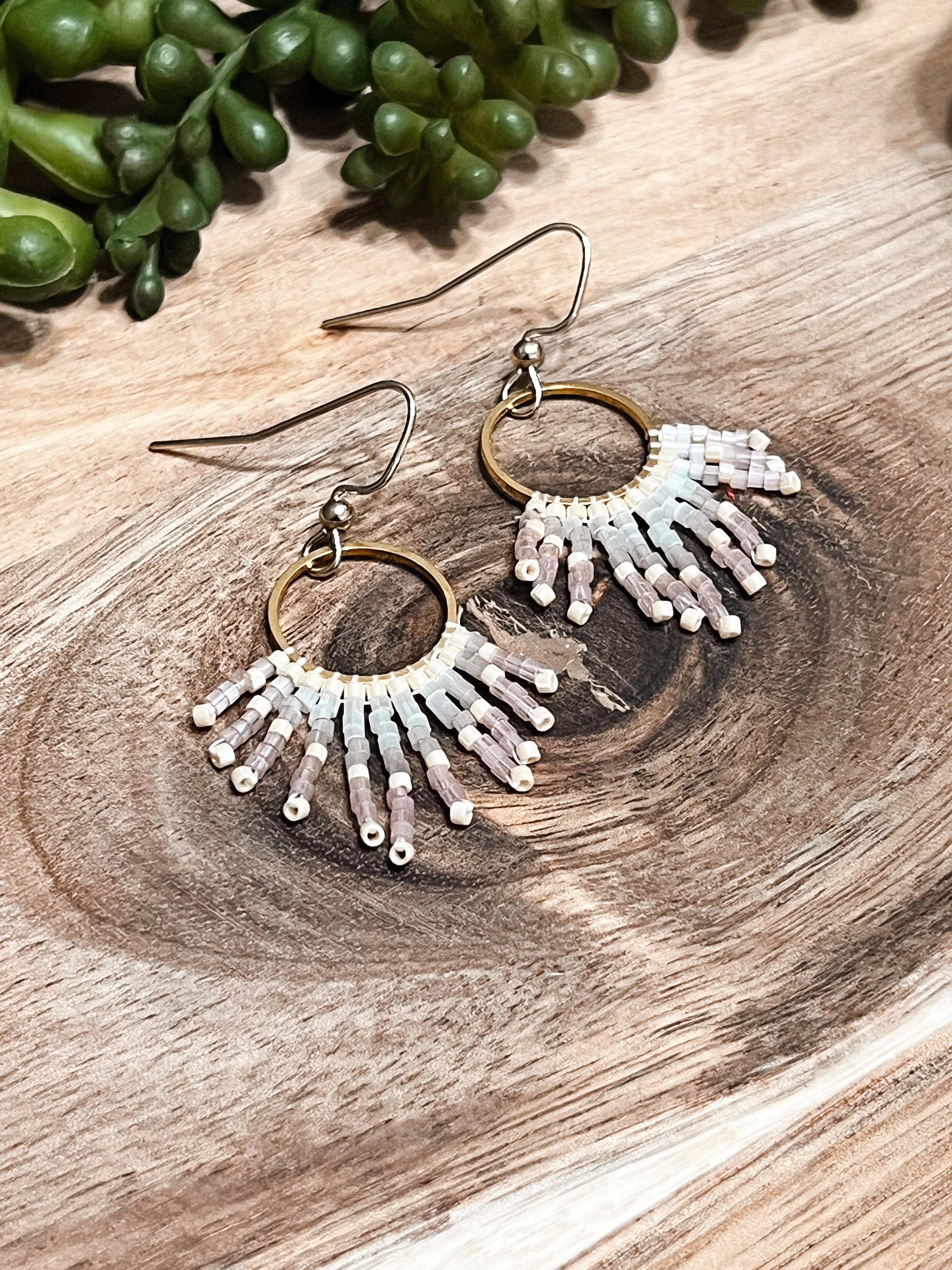 Sunburst Hand Beaded Earrings