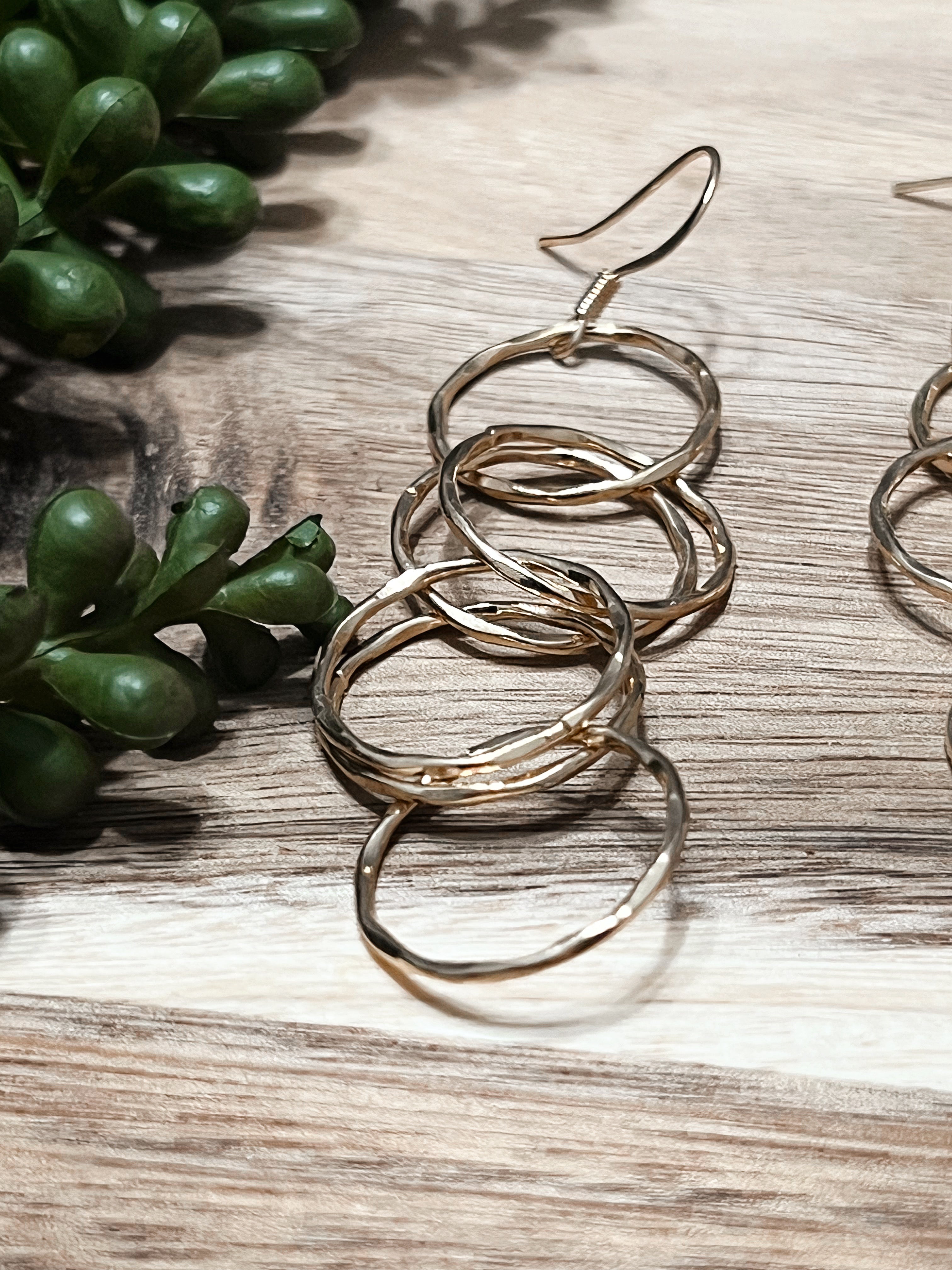 Gold Hoop Cascade Earrings