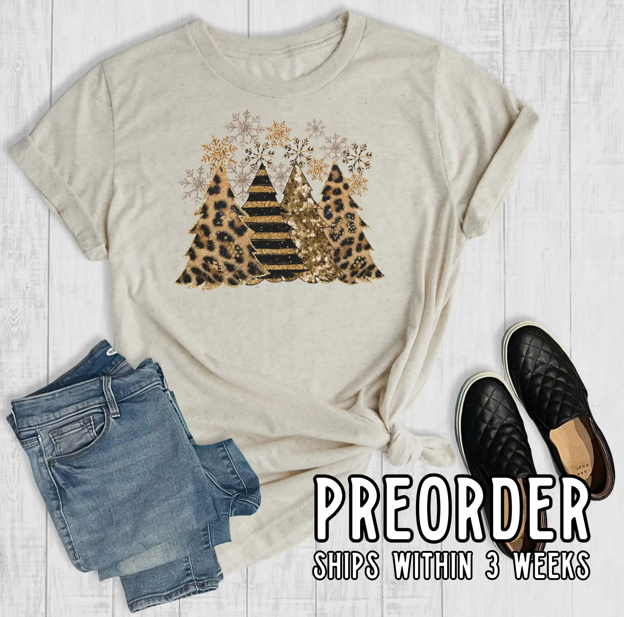 *Preorder* Cheetah Christmas Tree Graphic Tee