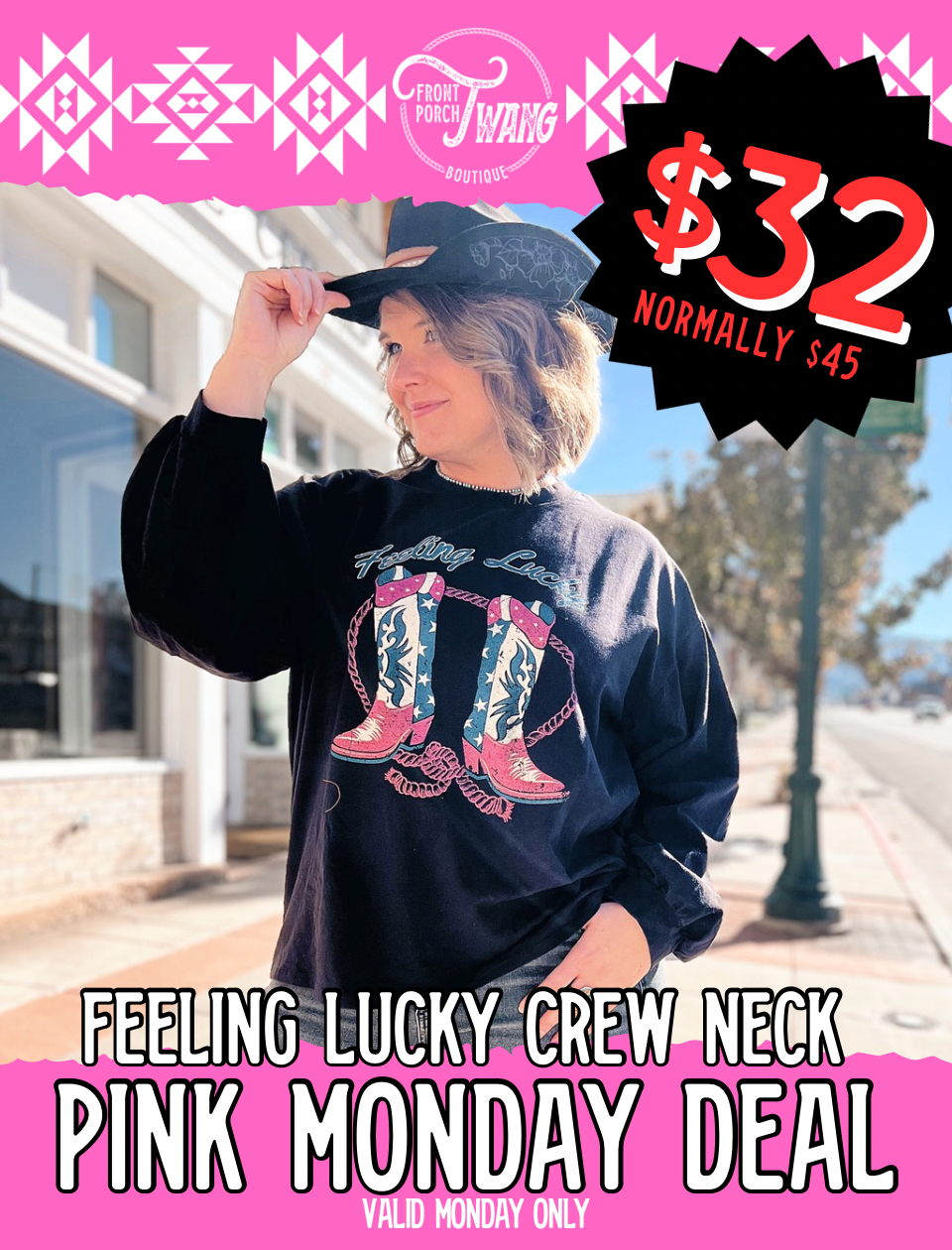 Feeling Lucky Graphic Crew Neck Sweater Tee