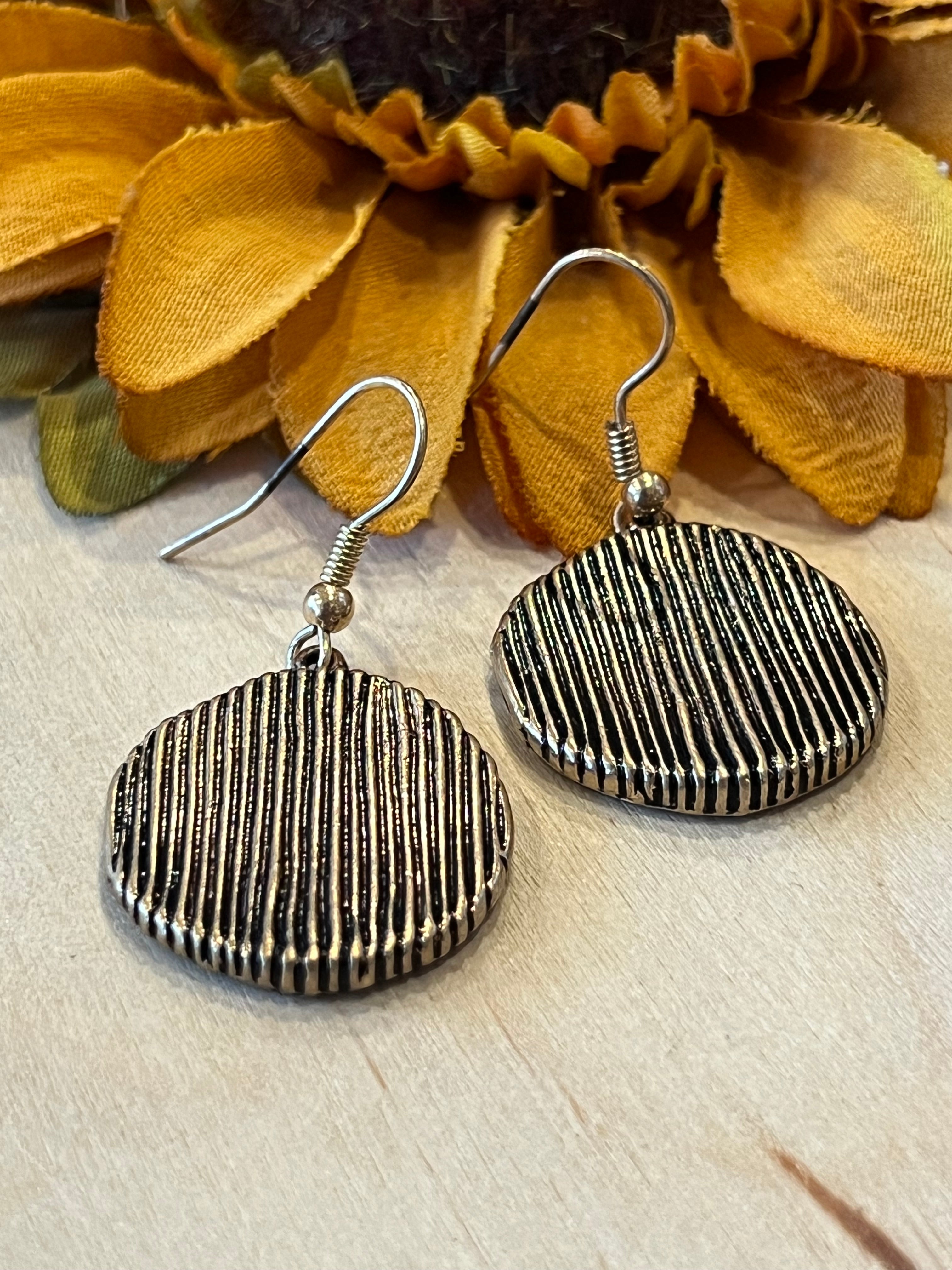 Striped Circle Earrings