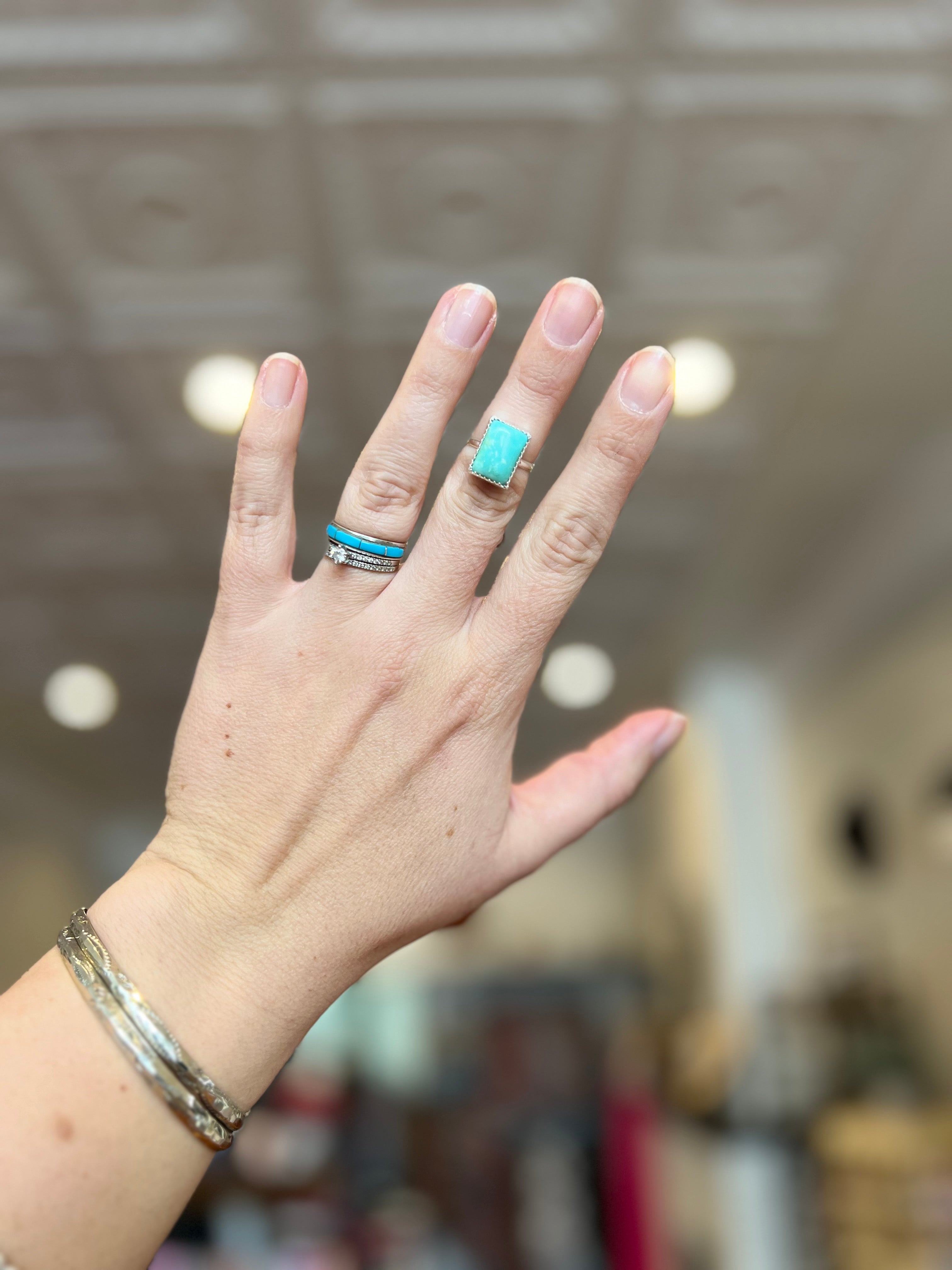 Rectangle Turquoise Sterling Silver Ring