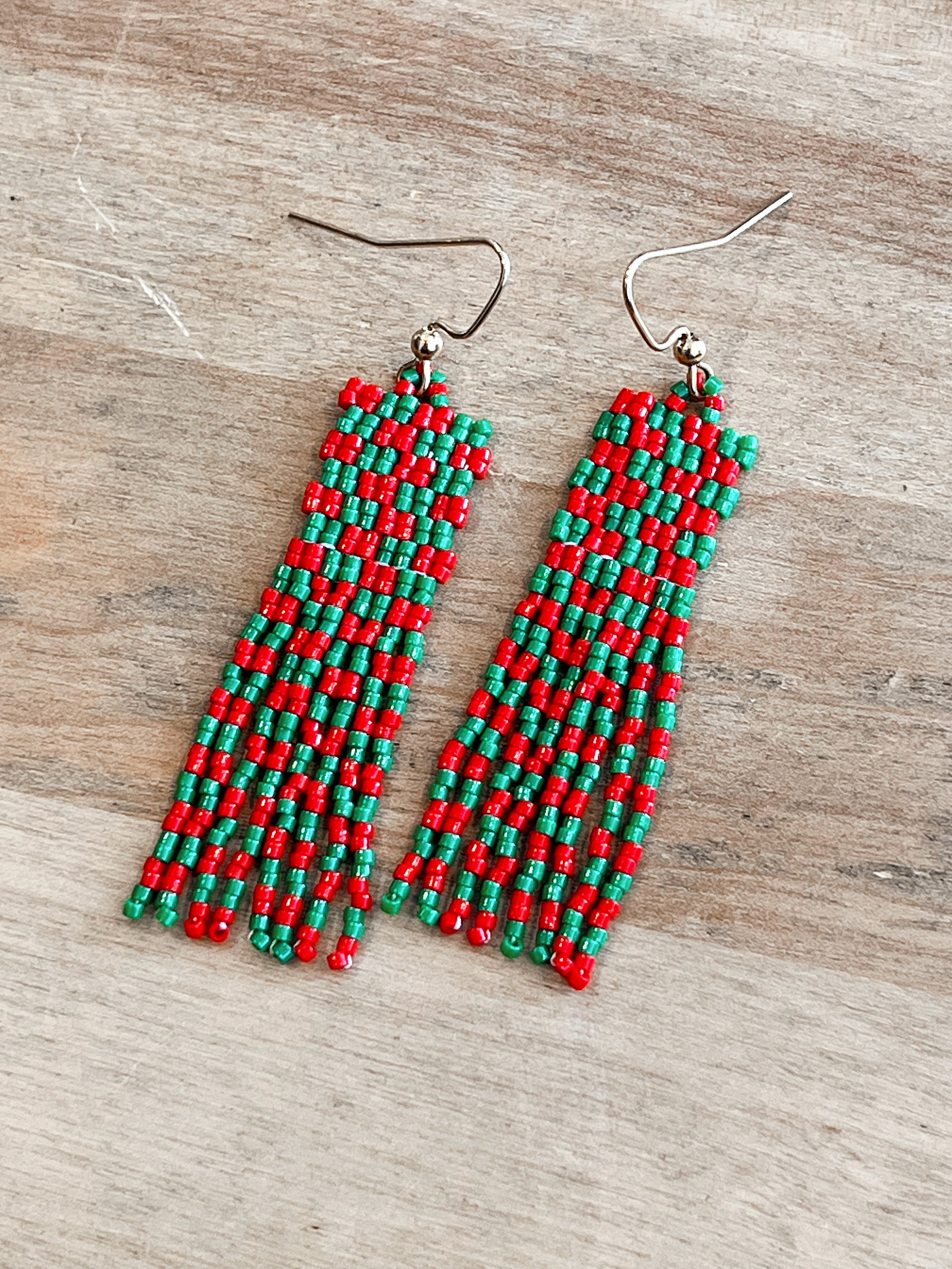 Holly Jolly Christmas Handbeaded Earrings