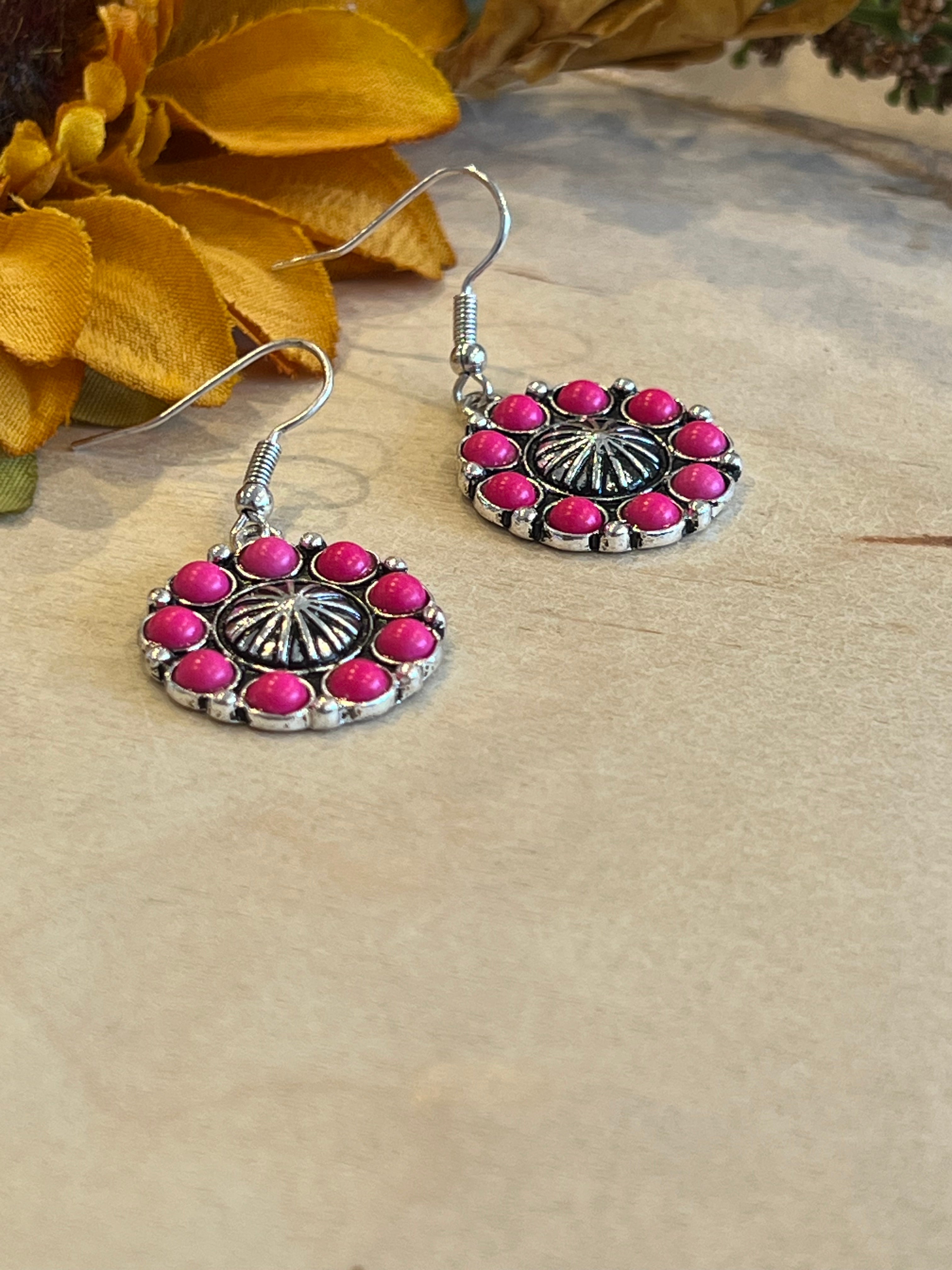 Pink Floral Earrings