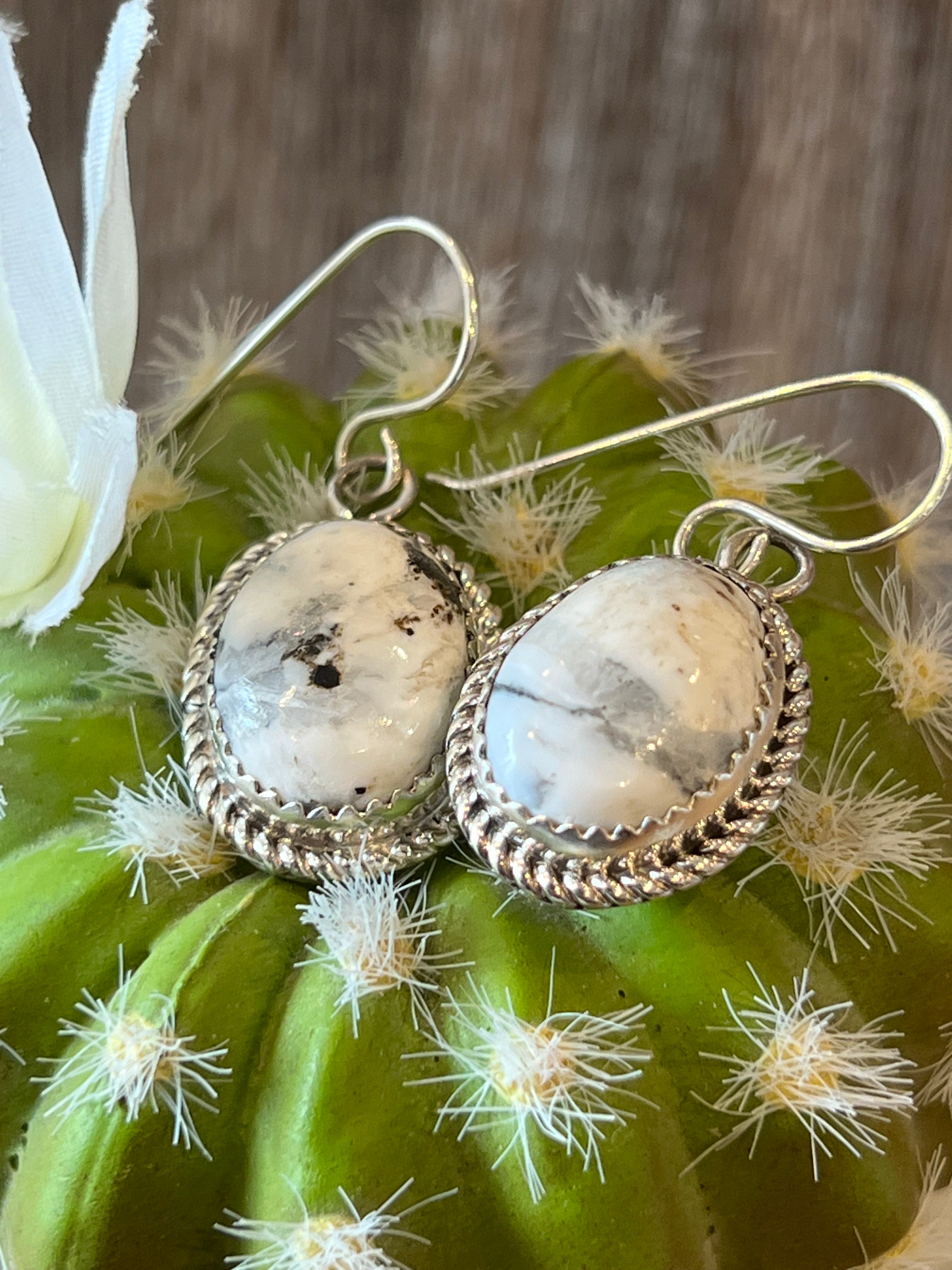 White Buffalo Beauty Sterling Silver Earrings