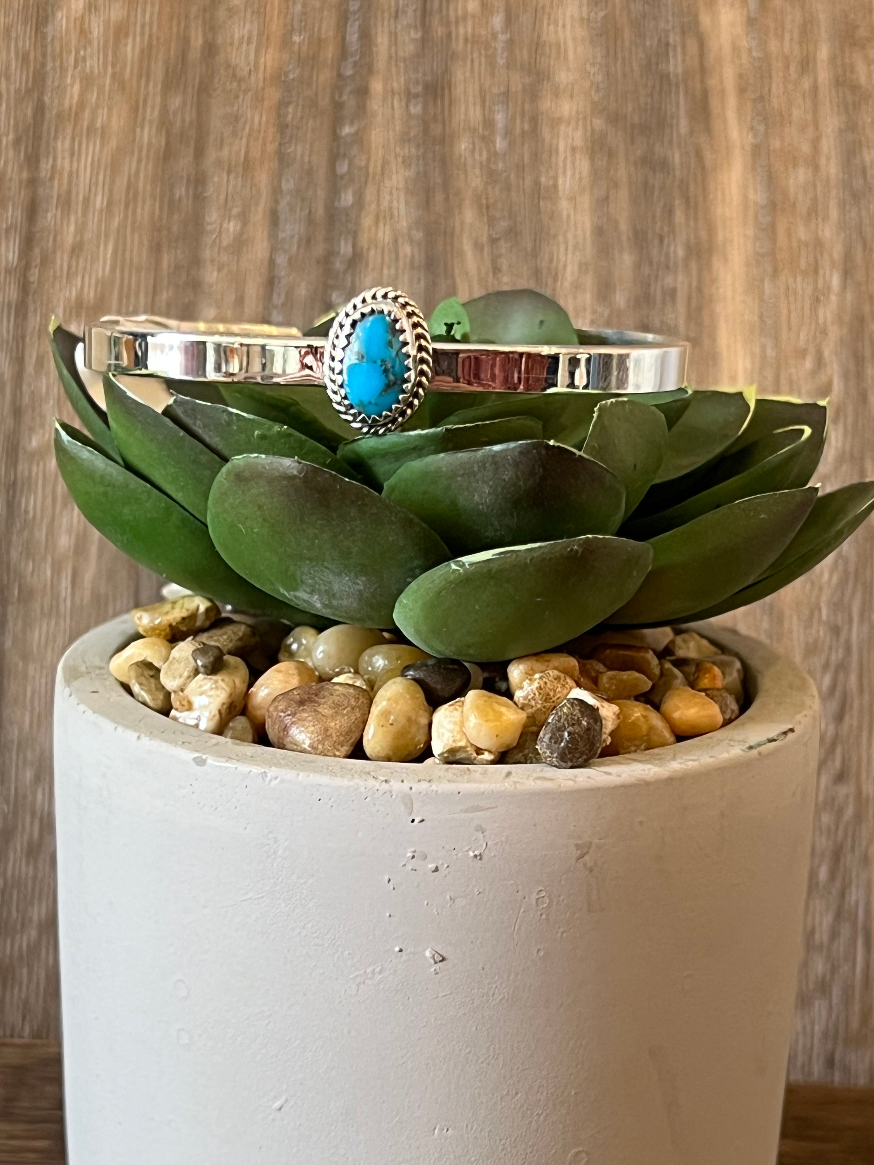 Modern Turquoise Sterling Silver Cuff