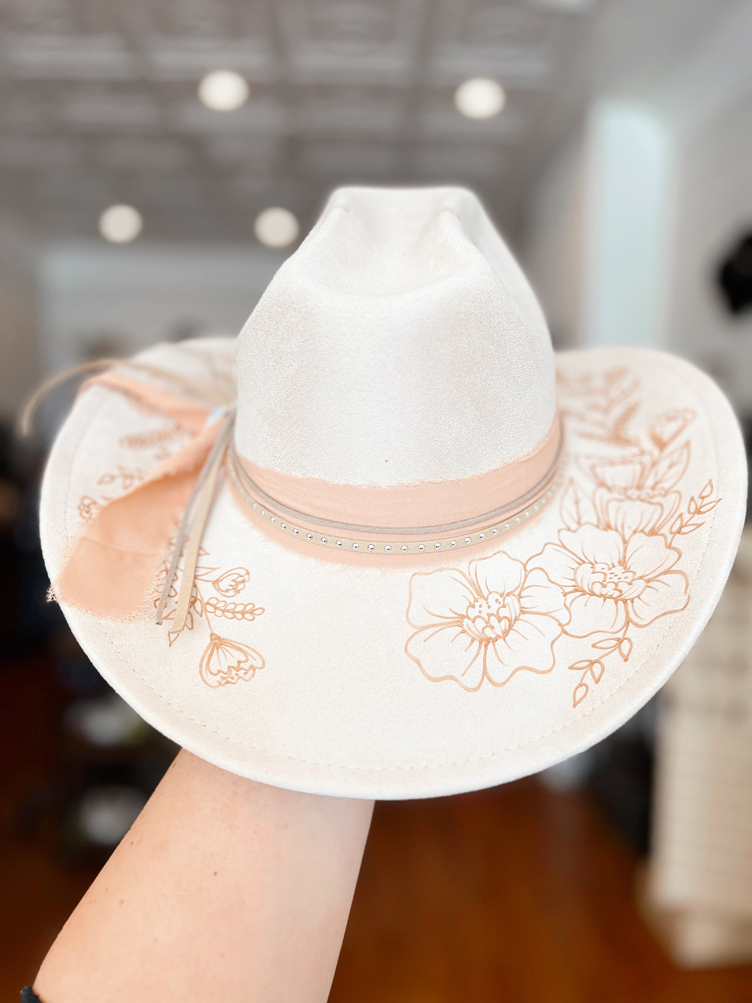 June Bride Hand Burned Hat