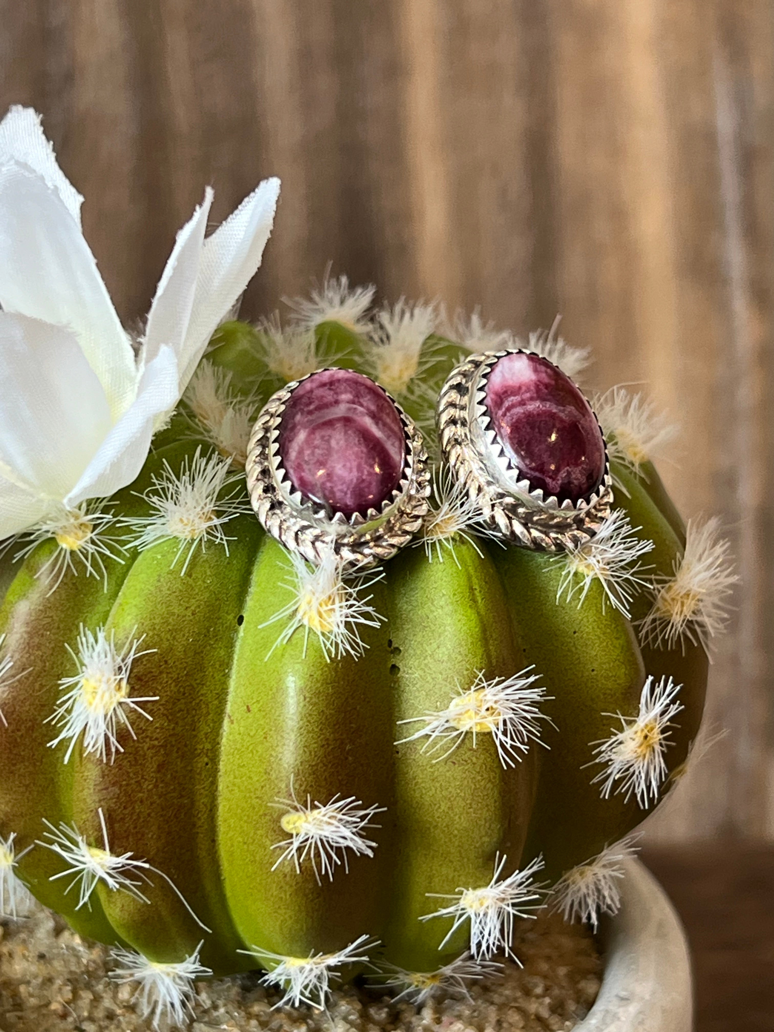 Purple Spiny Sterling Silver Earrings