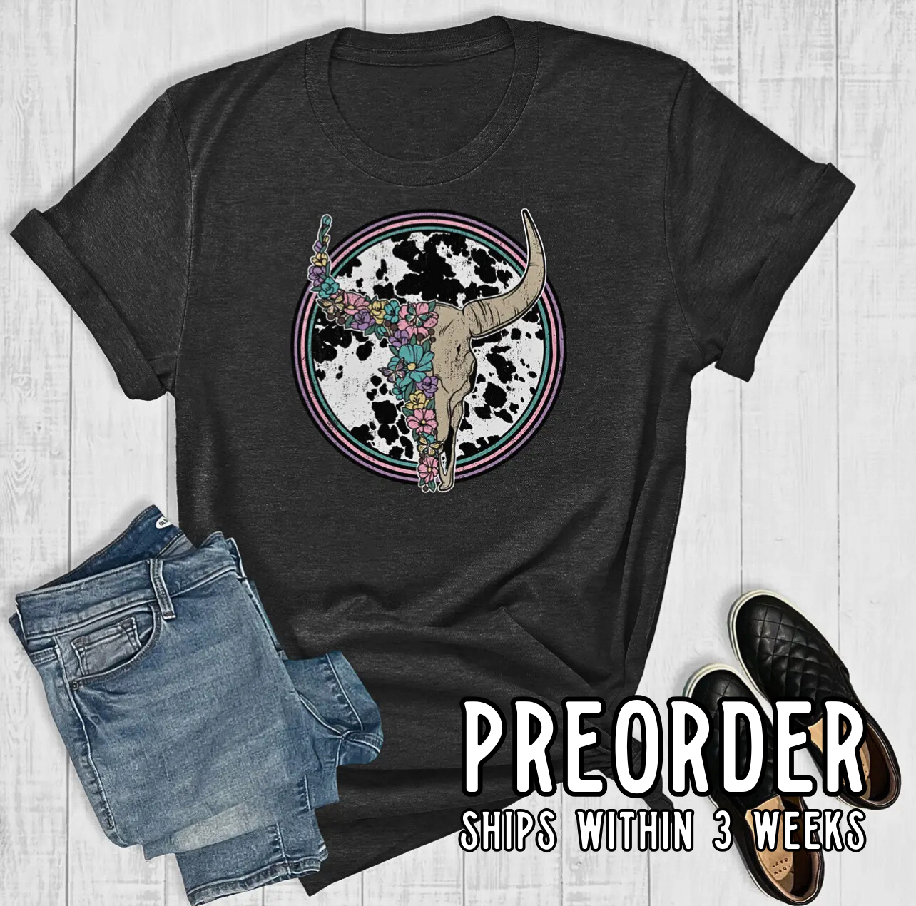 *Preorder* Flower Steer Circle Graphic Tee
