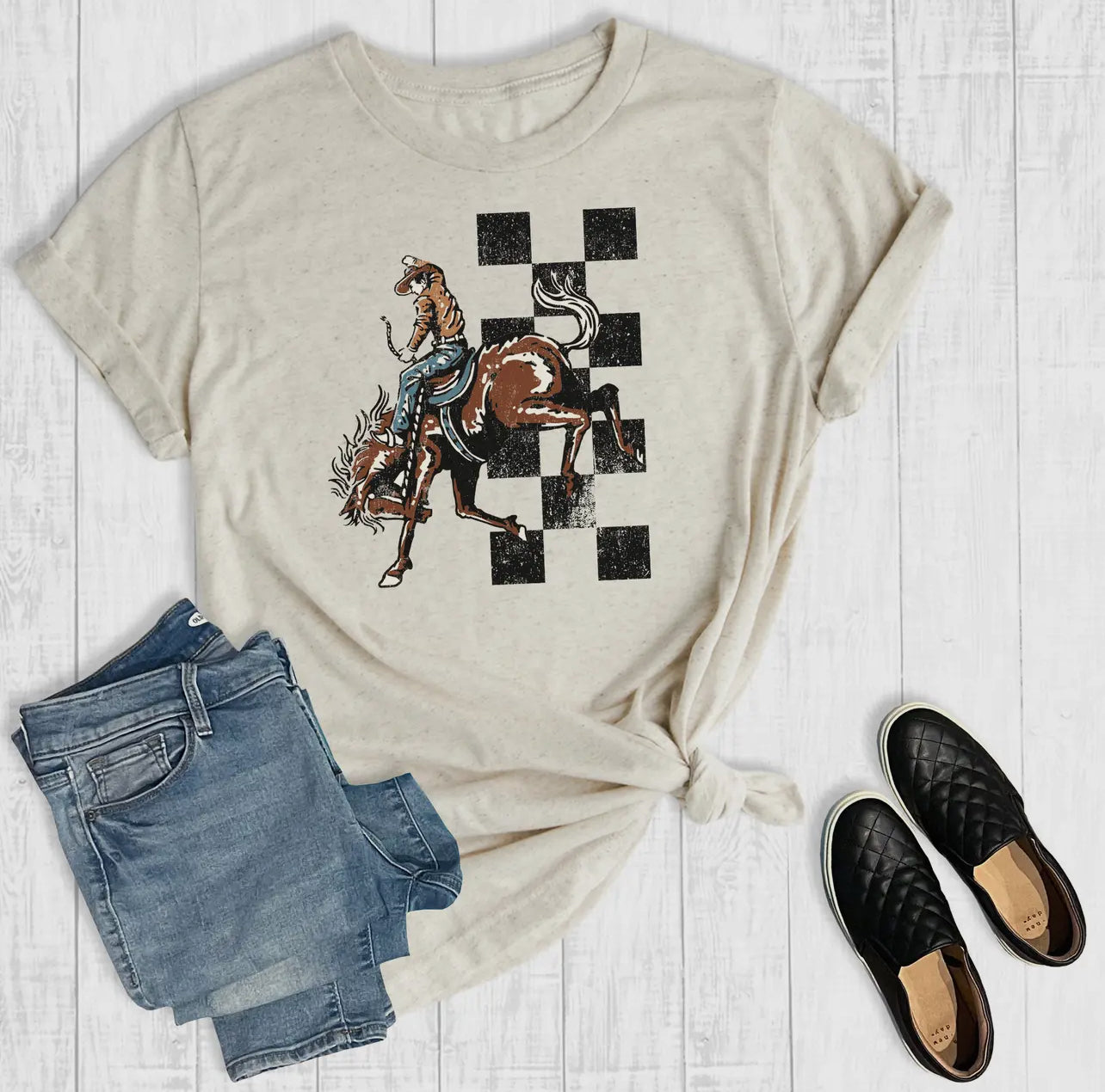 *Preorder* Checker Bronc Rider Graphic Tee