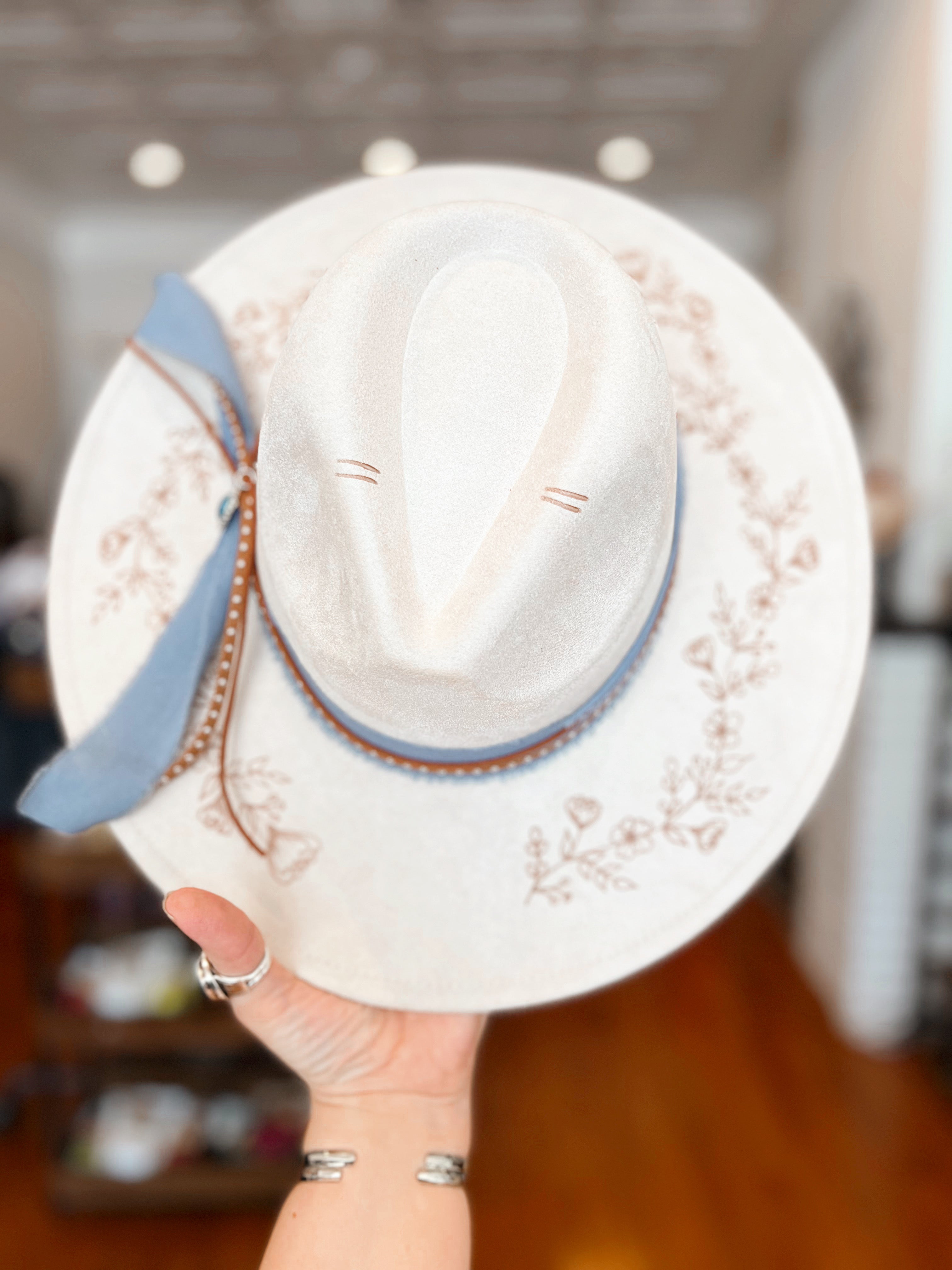 Ivory Dreams Hand Burned Hat