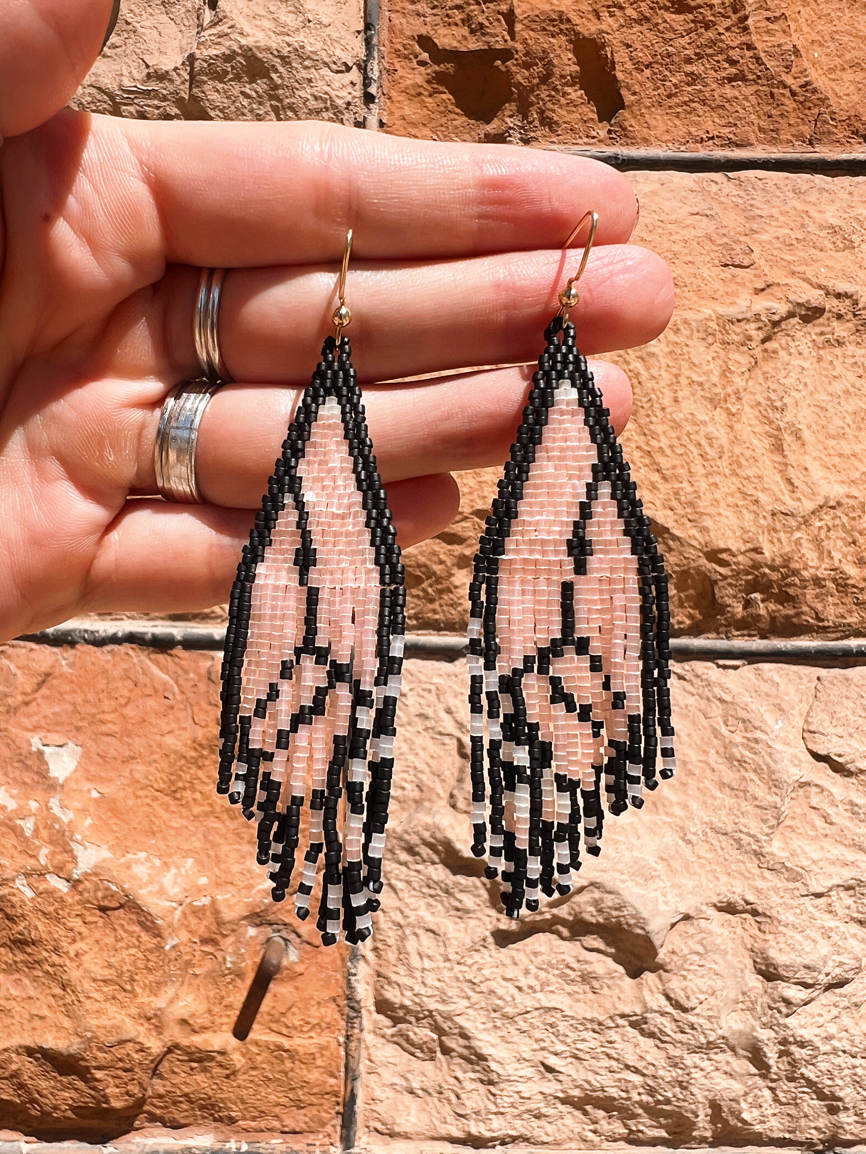 Monarch Butterfly Handbeaded Earrings