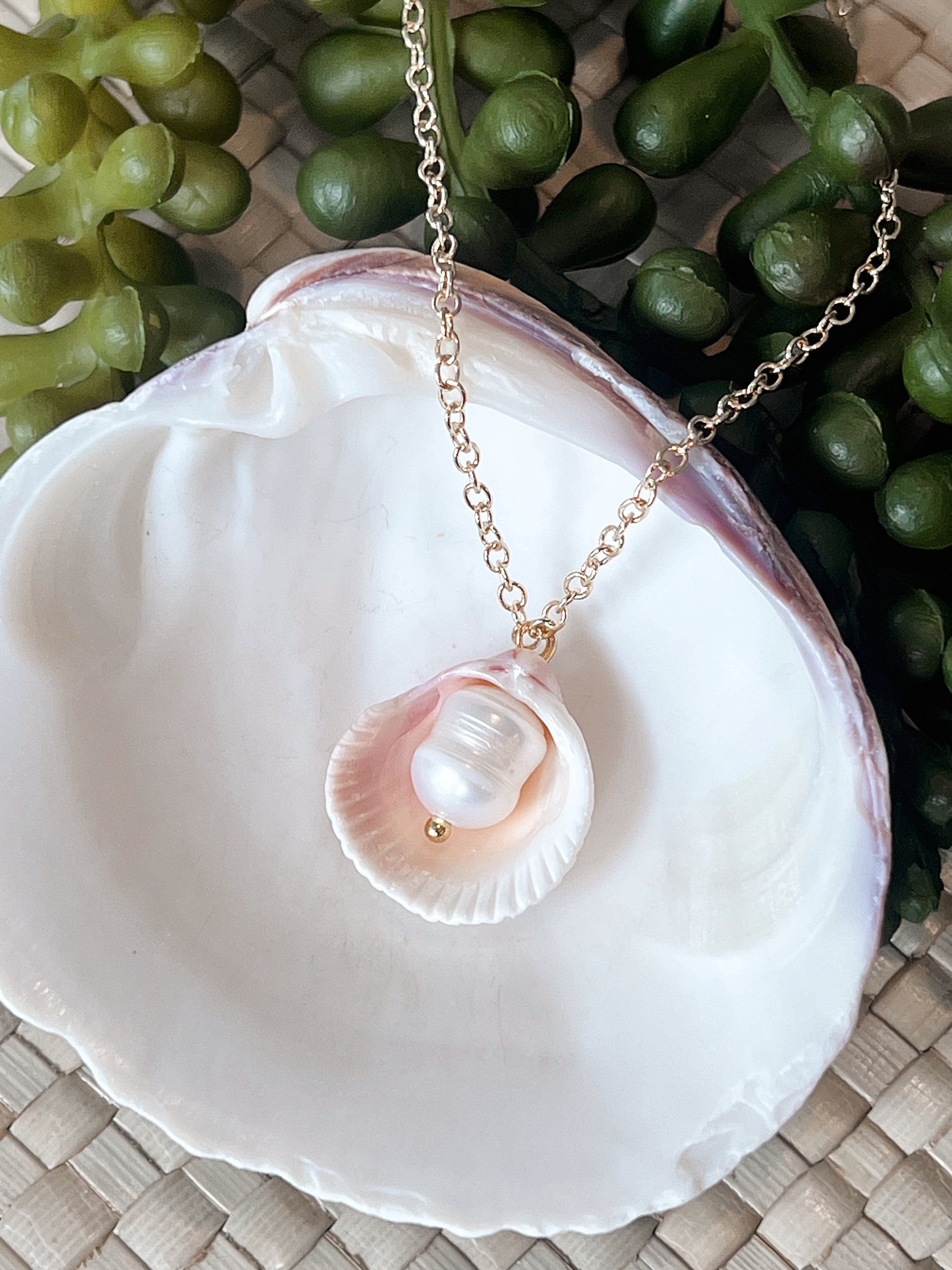 Cockle Shell Pearl Necklace