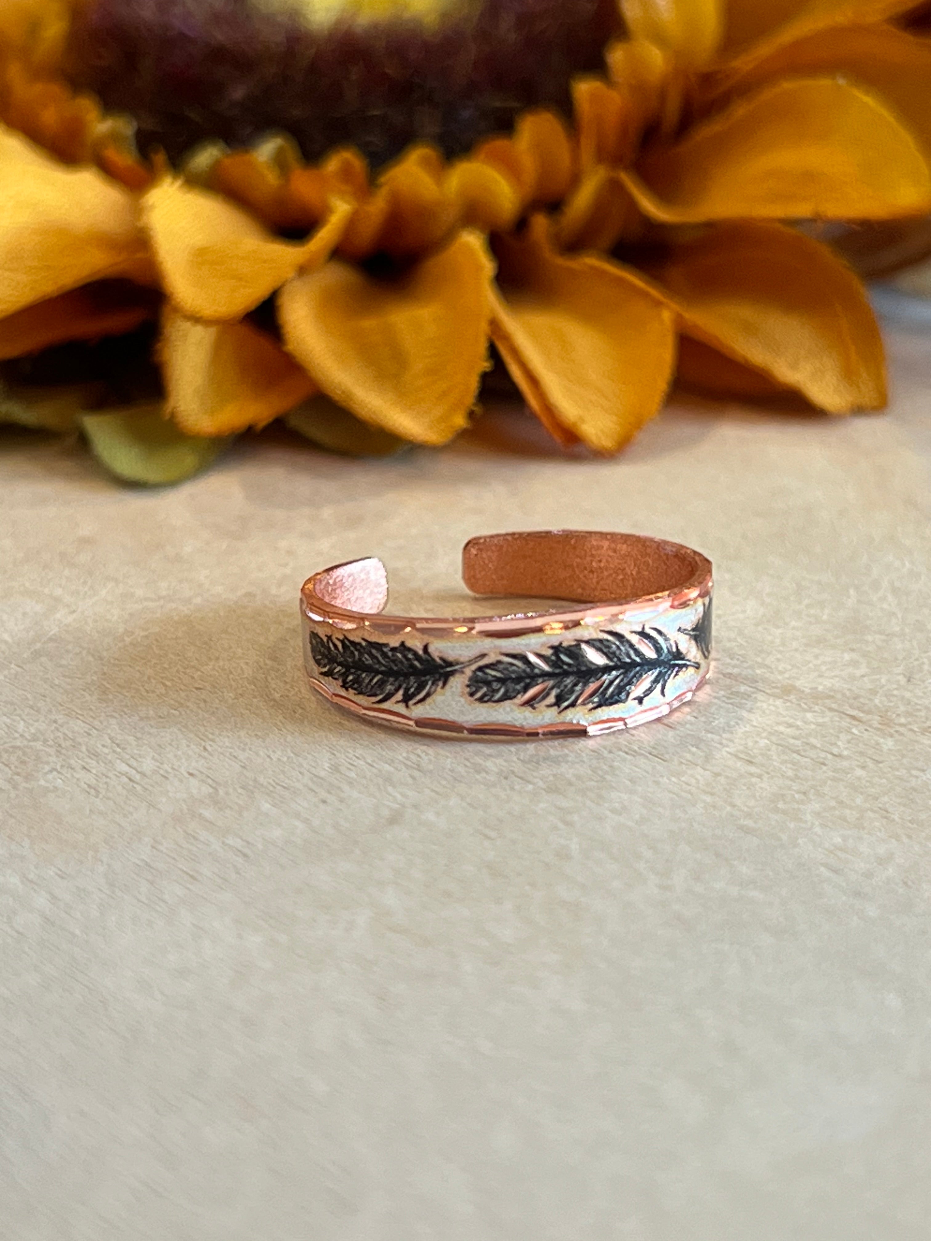 Feather Adjustable Copper Ring