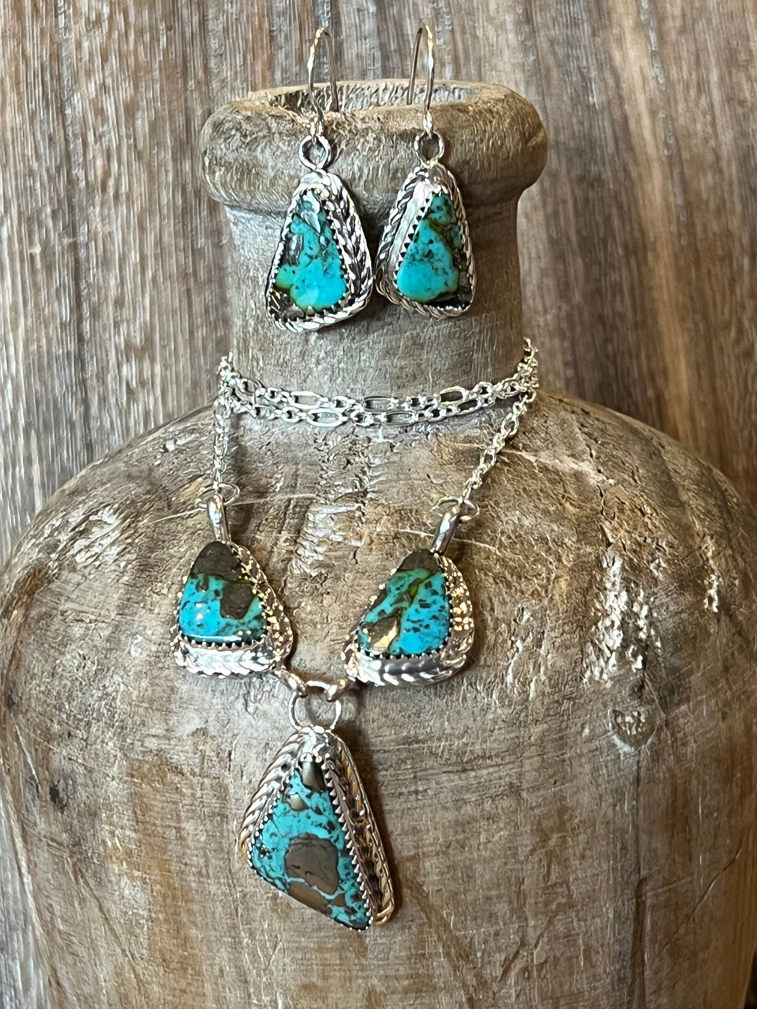 Silver Strike Turquoise Sterling Silver Necklace & Earrings Set