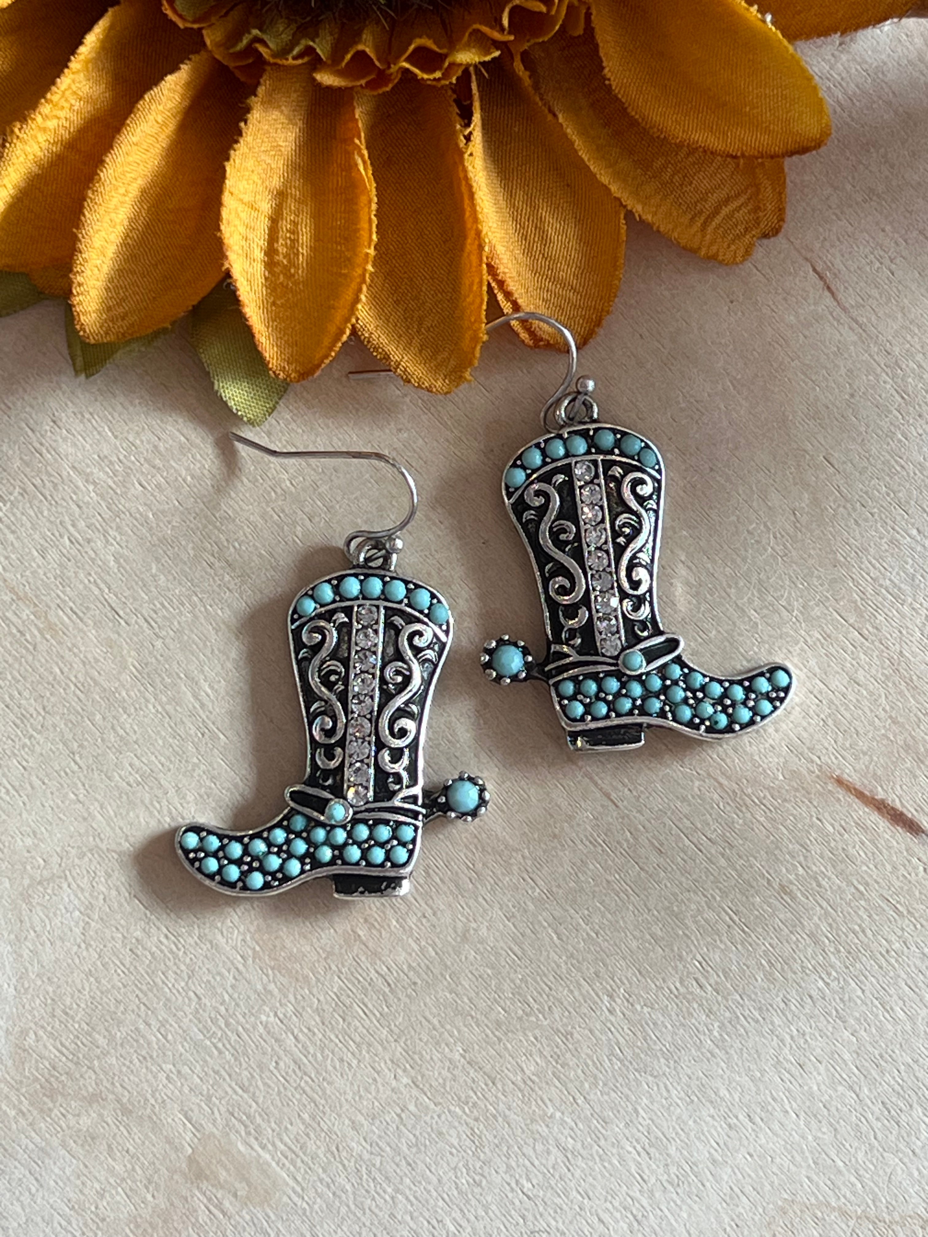 Studded Boot Dangle Earrings