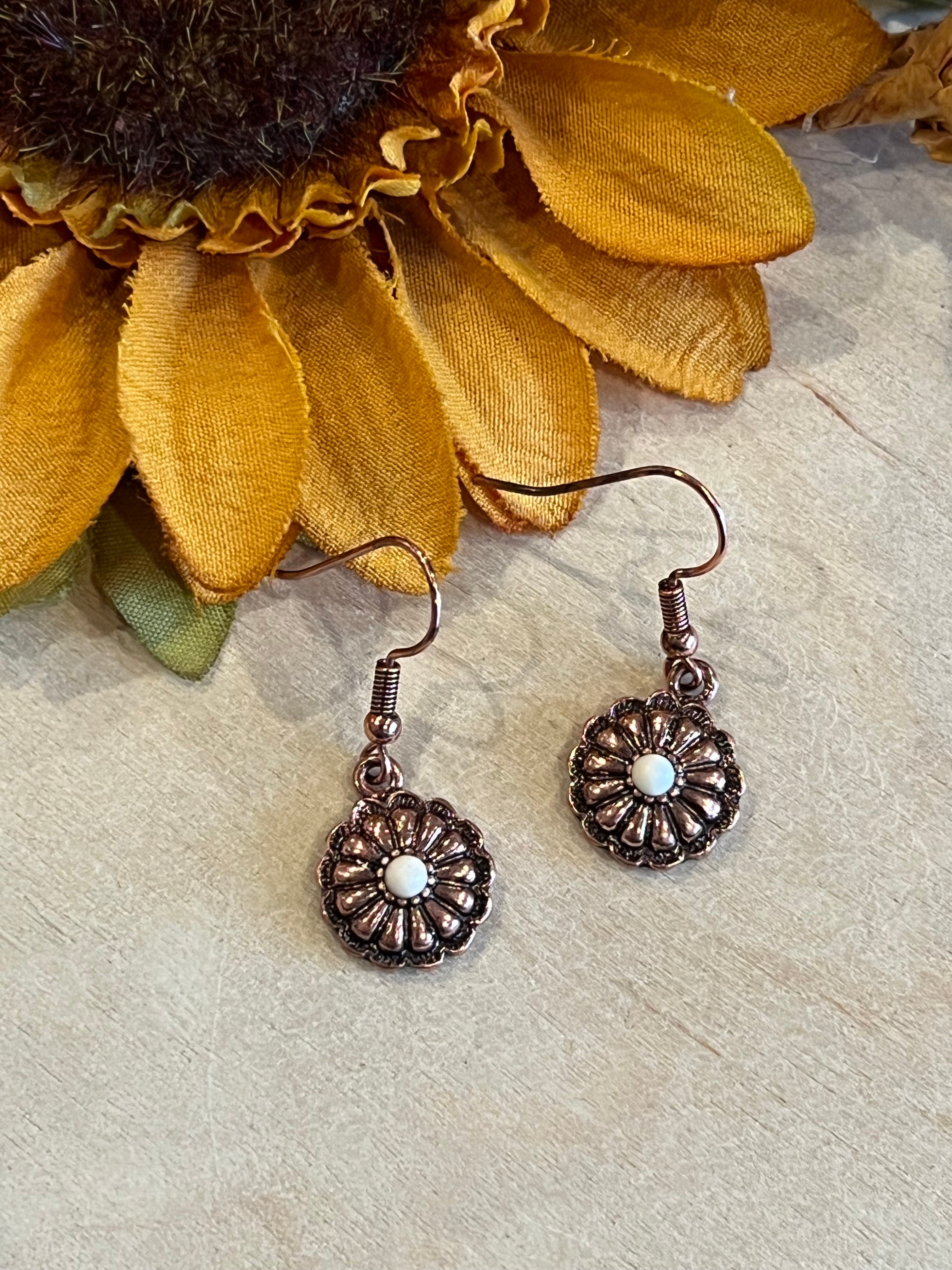 Copper Flower Earrings