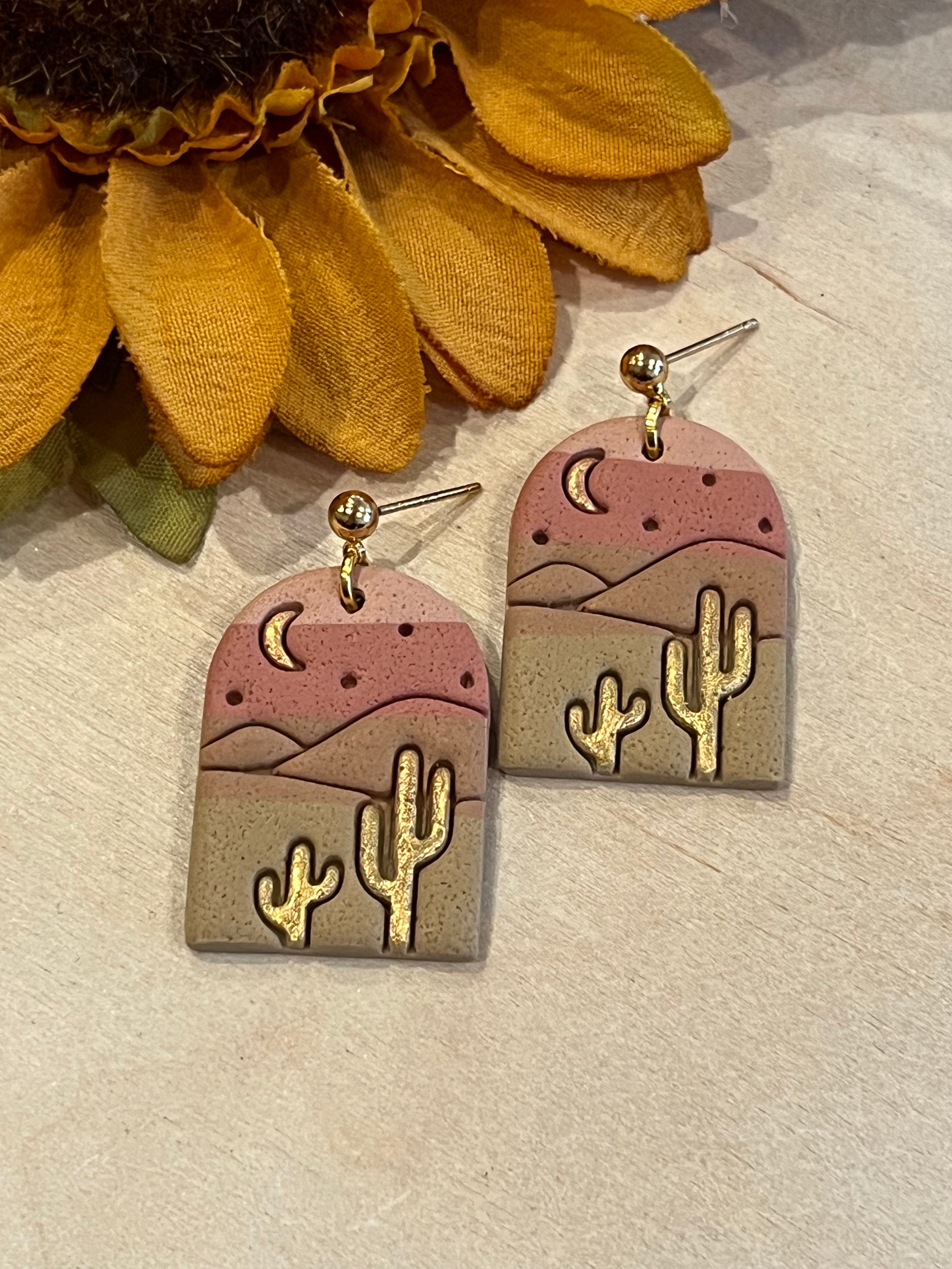 Desert Scape Handmade Clay Earrings
