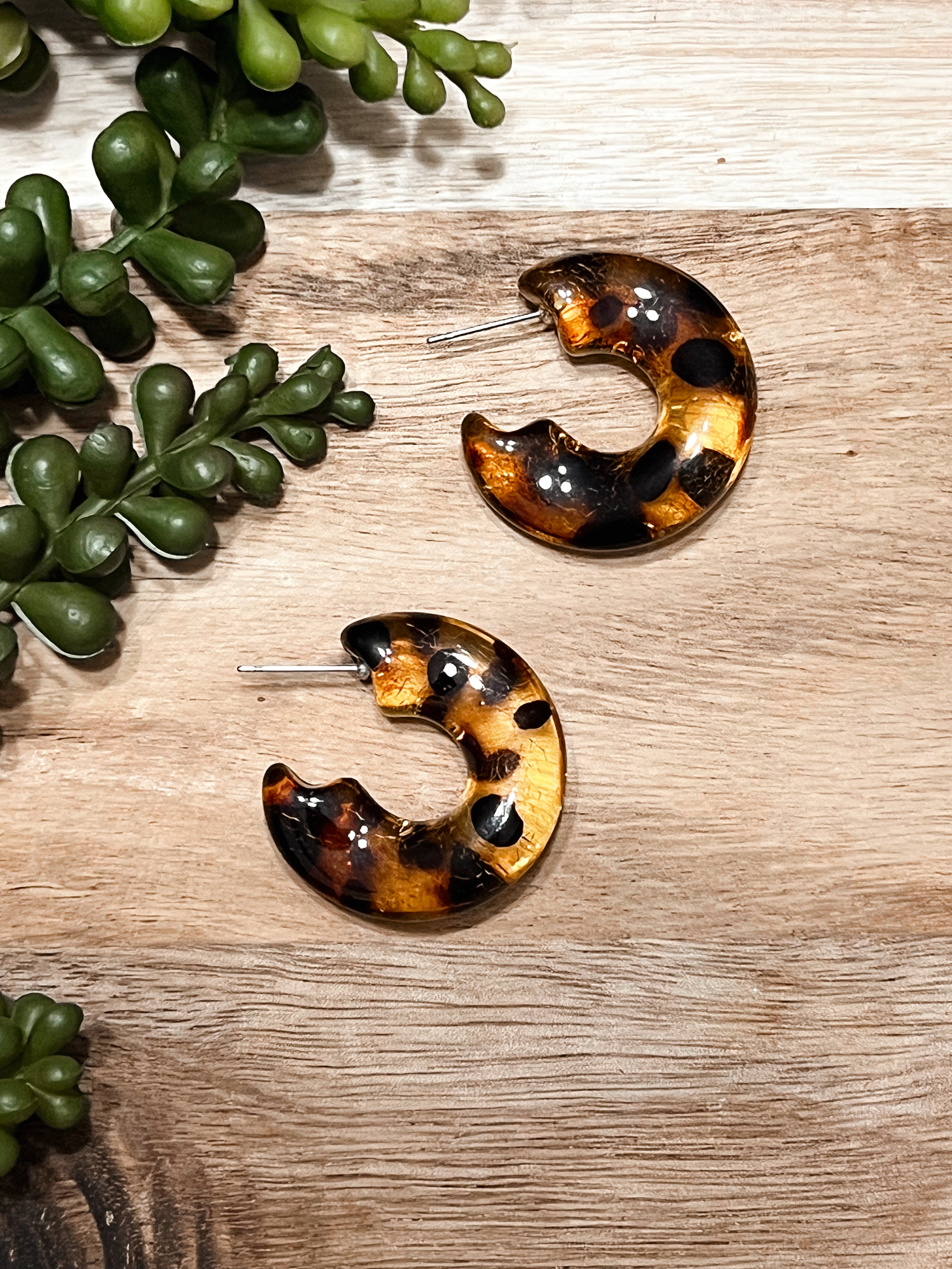 Tortoise Hoop Earrings