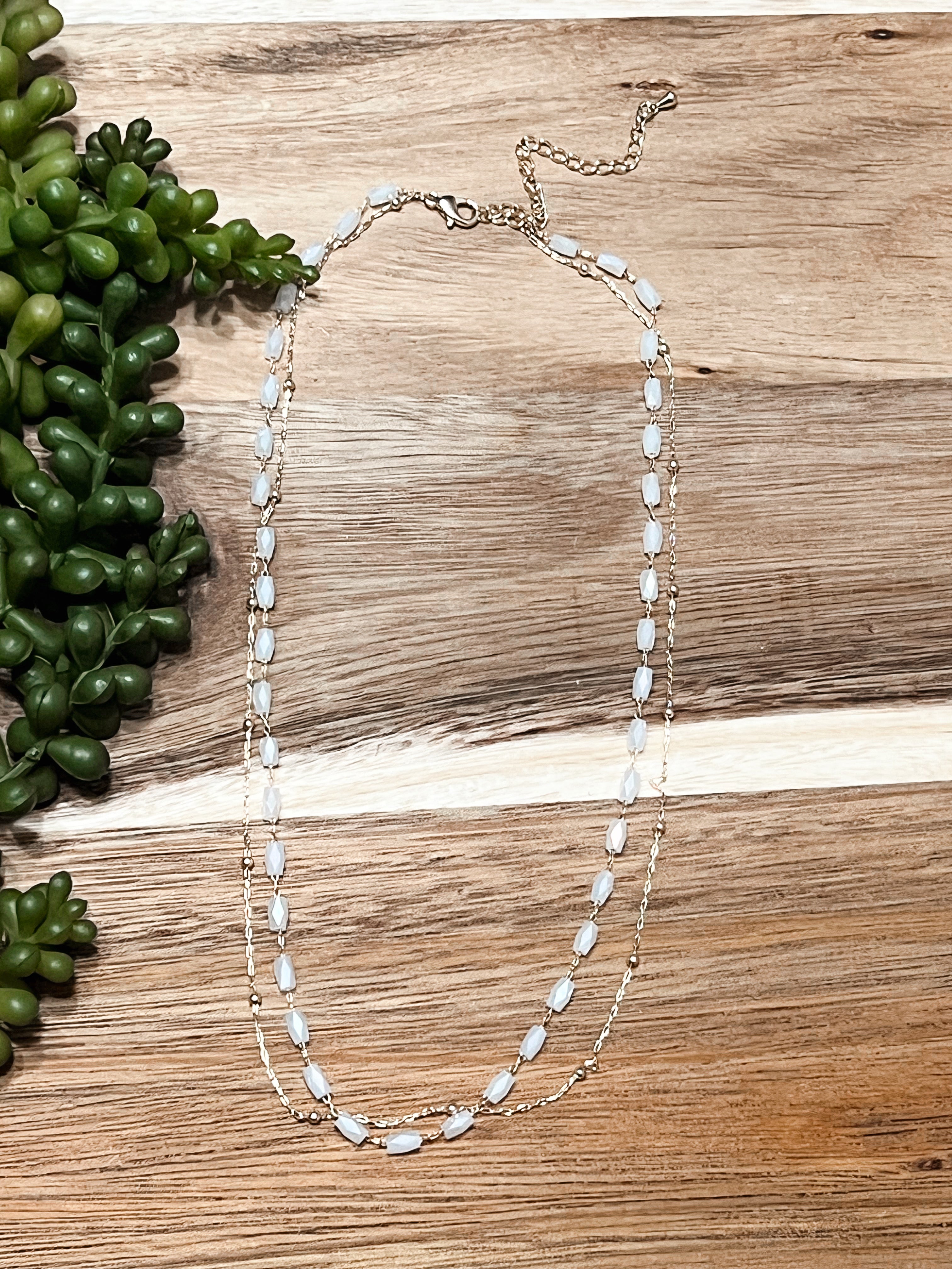 Shimmer Bead Layered Necklace