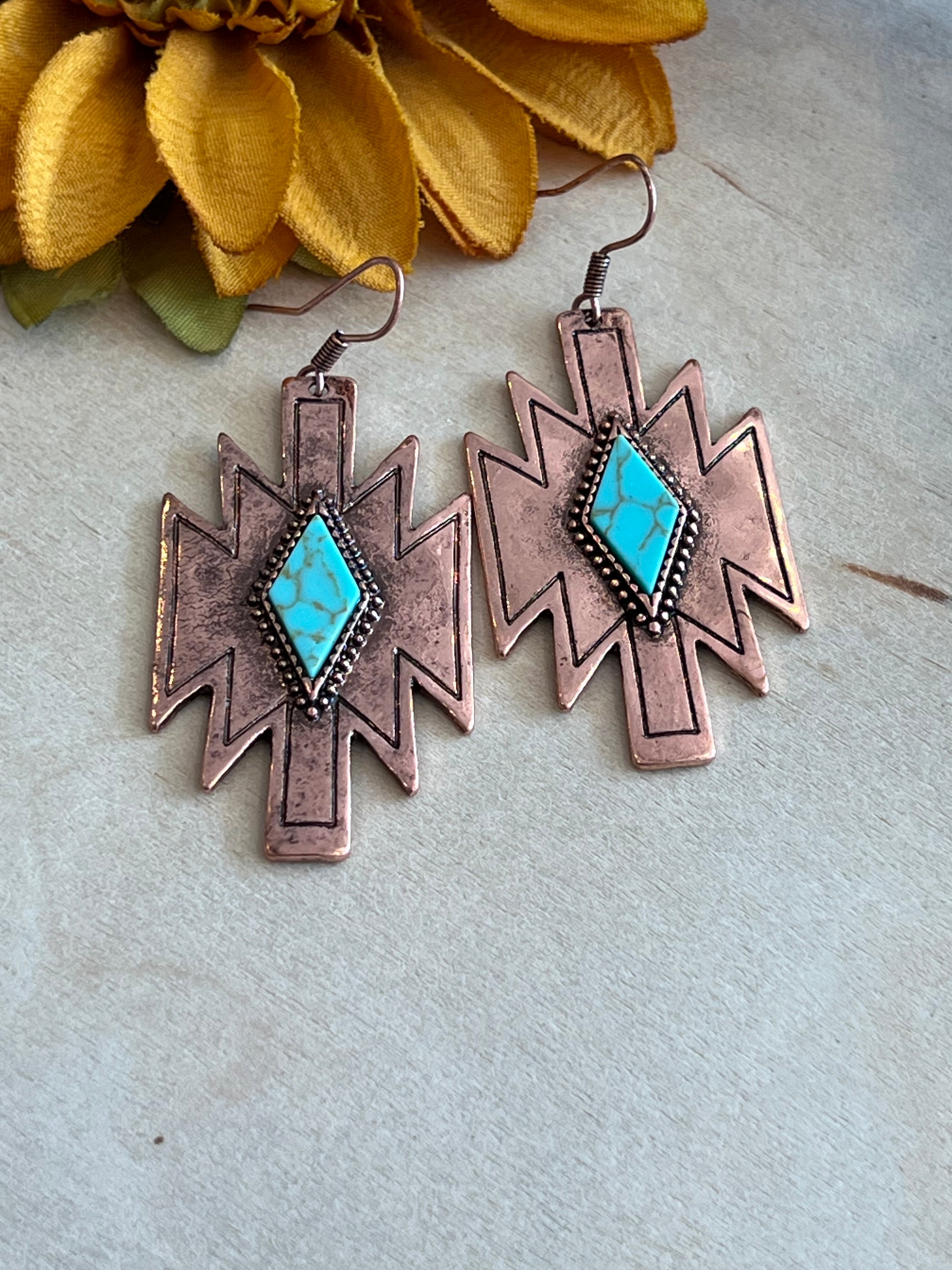 Copper Diamonds Earrings