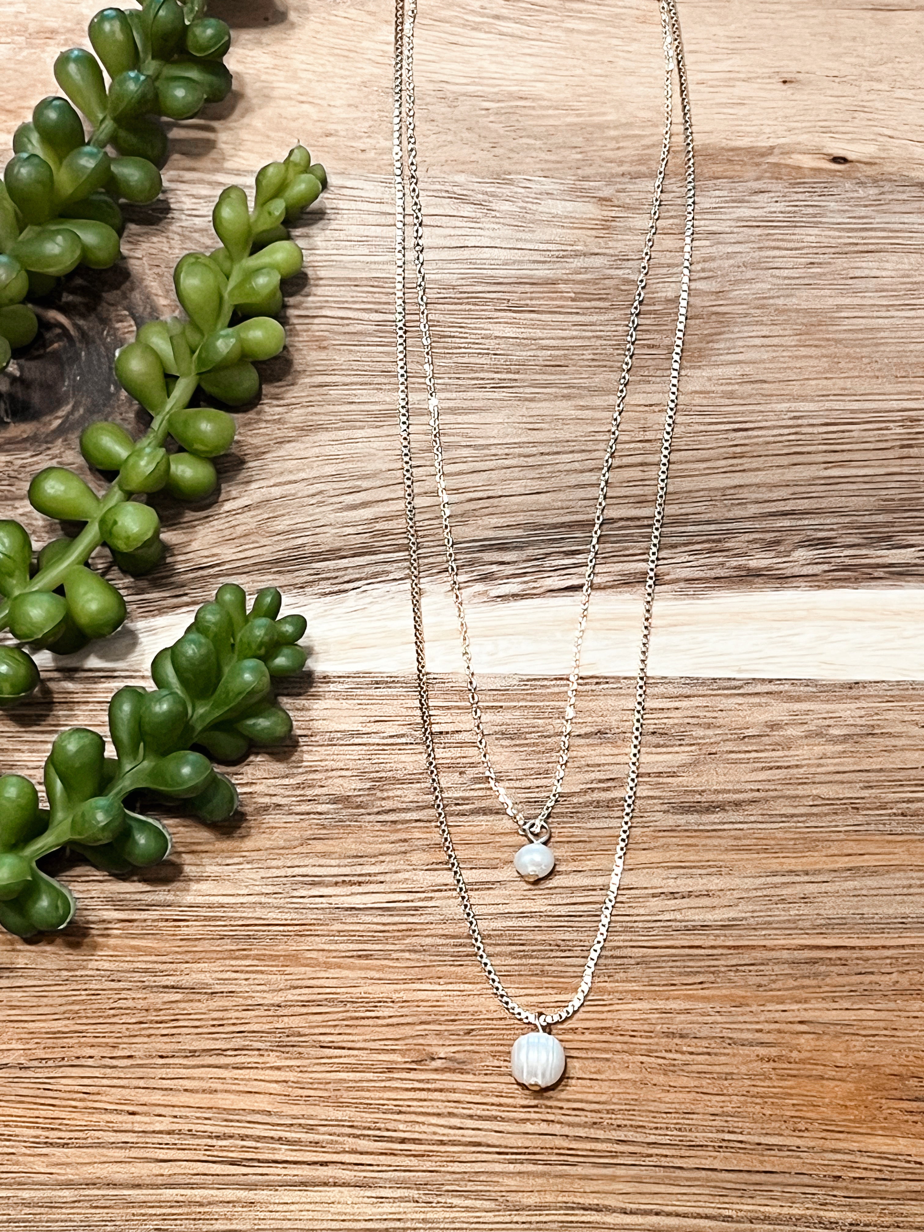 Double Pearl Layered Necklace