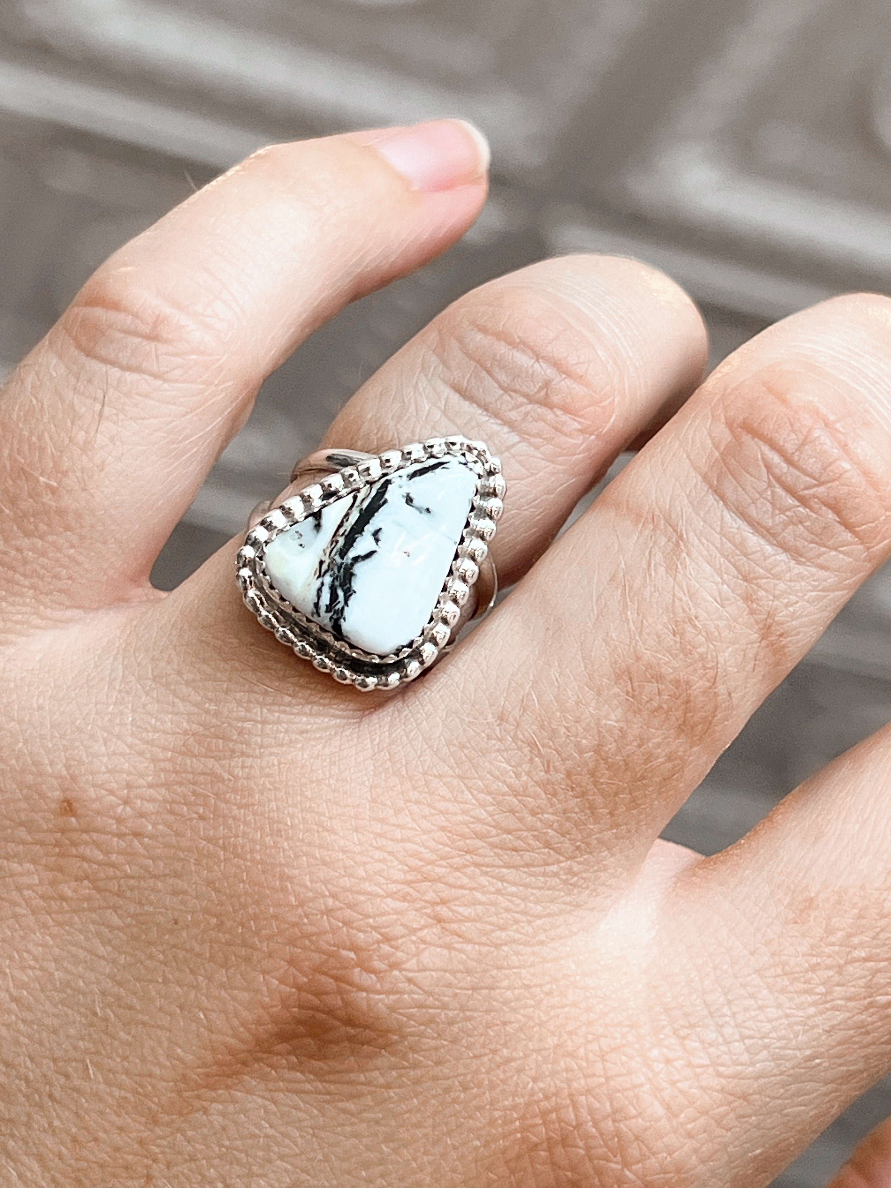 Wild White Buffalo Sterling Silver Ring