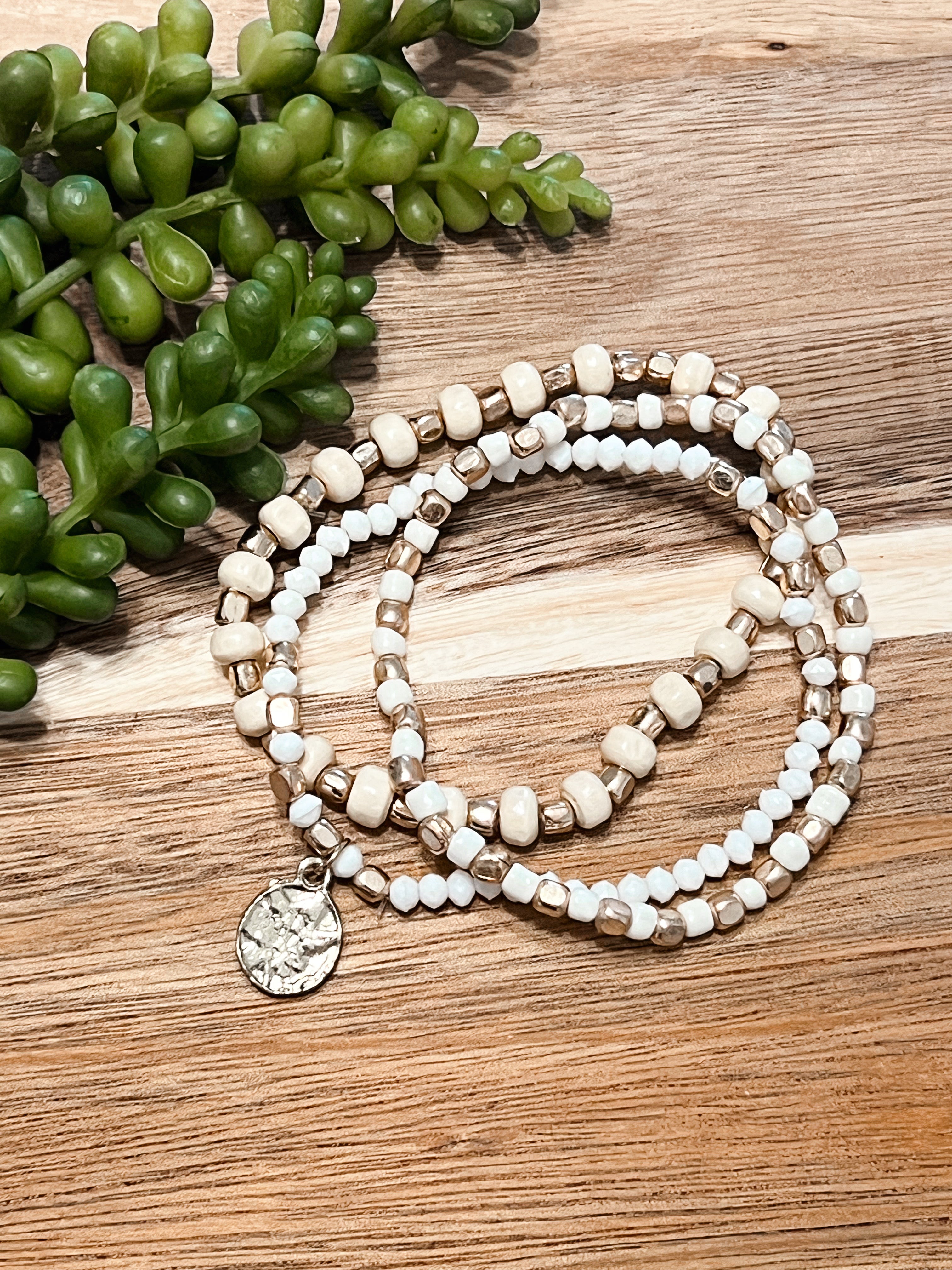 Natural Nautical Stretch Bracelet Set