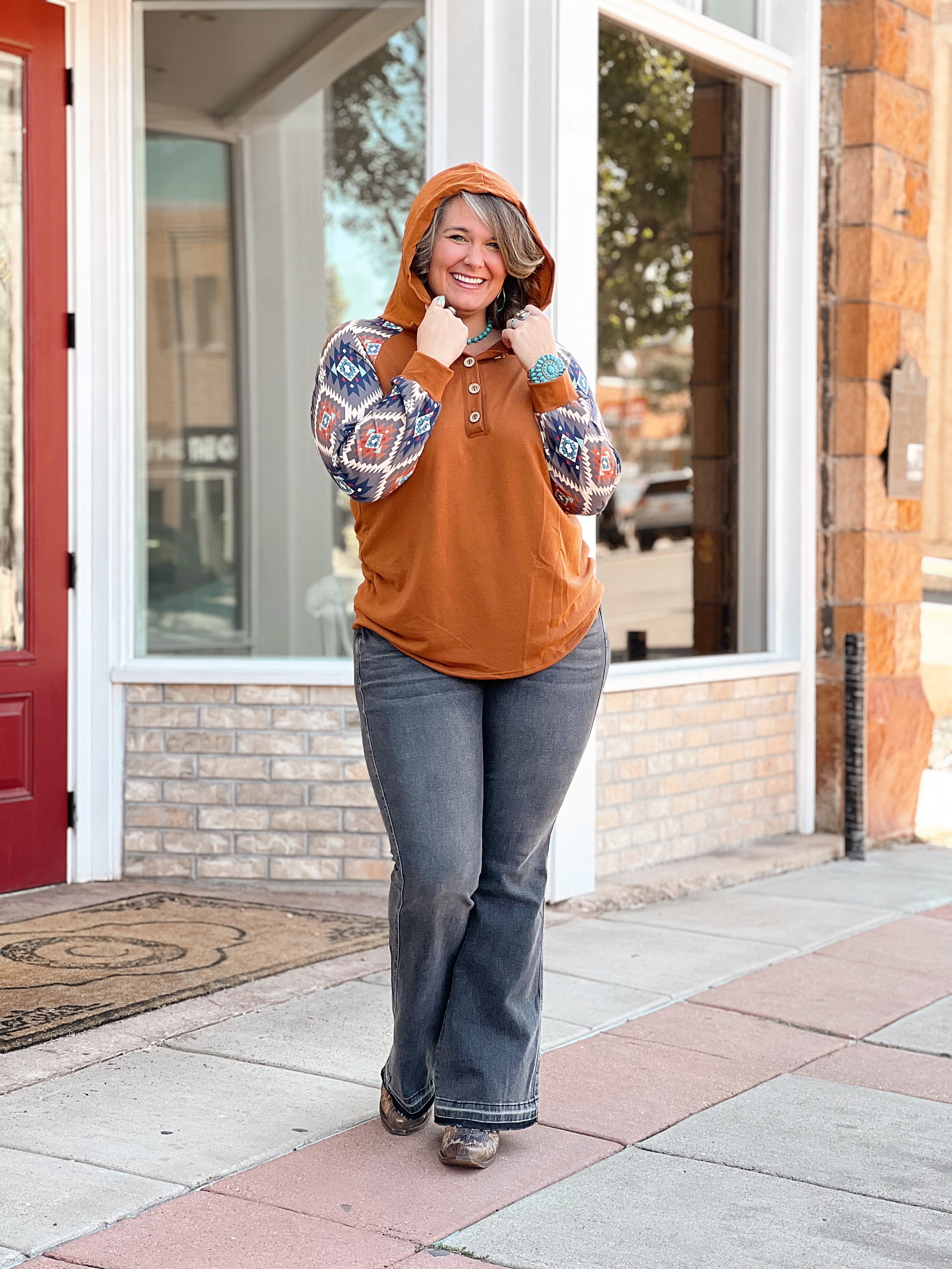 Rust Ridge Button Sweater