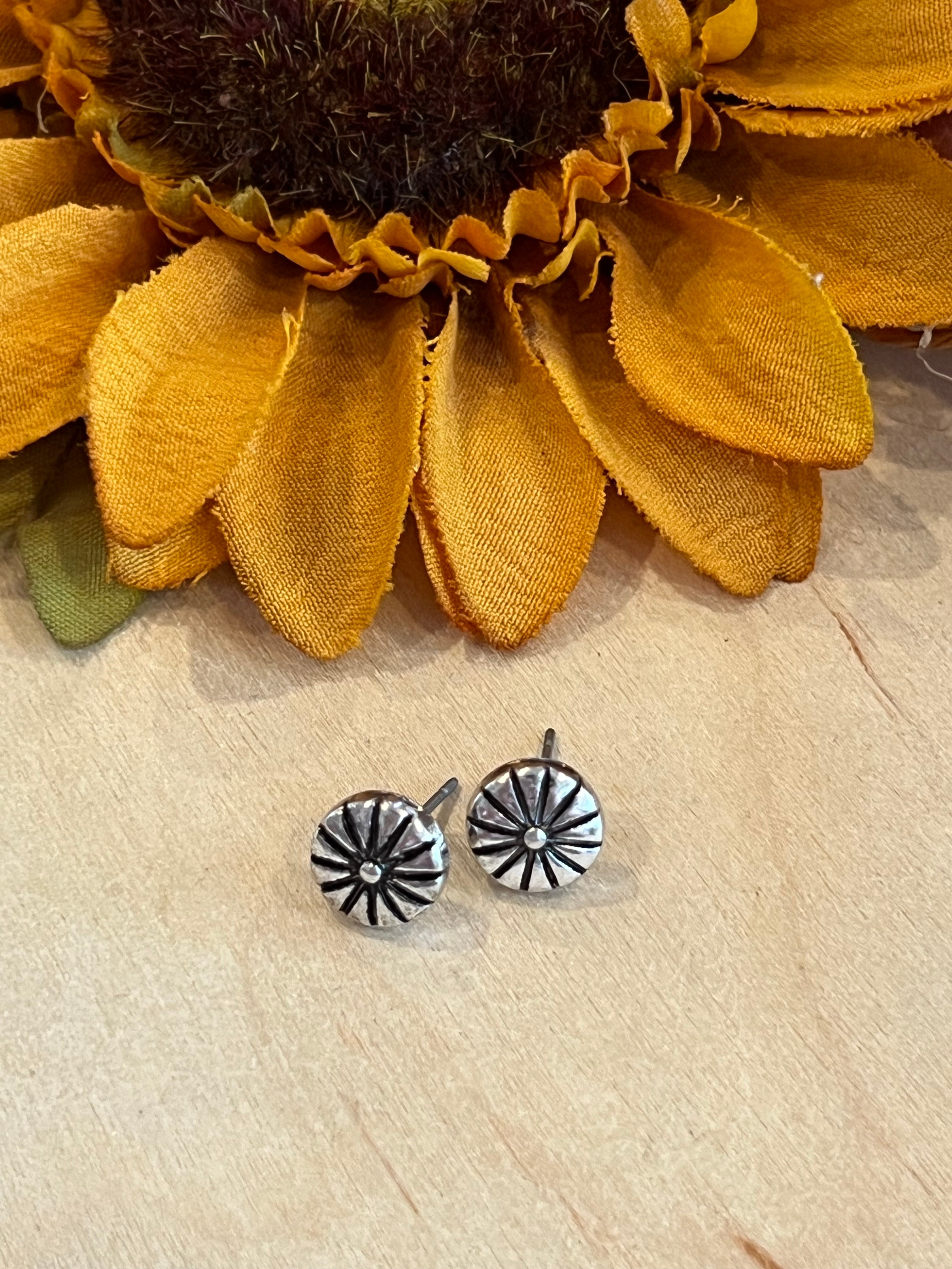 Silver Circle Stud Earrings