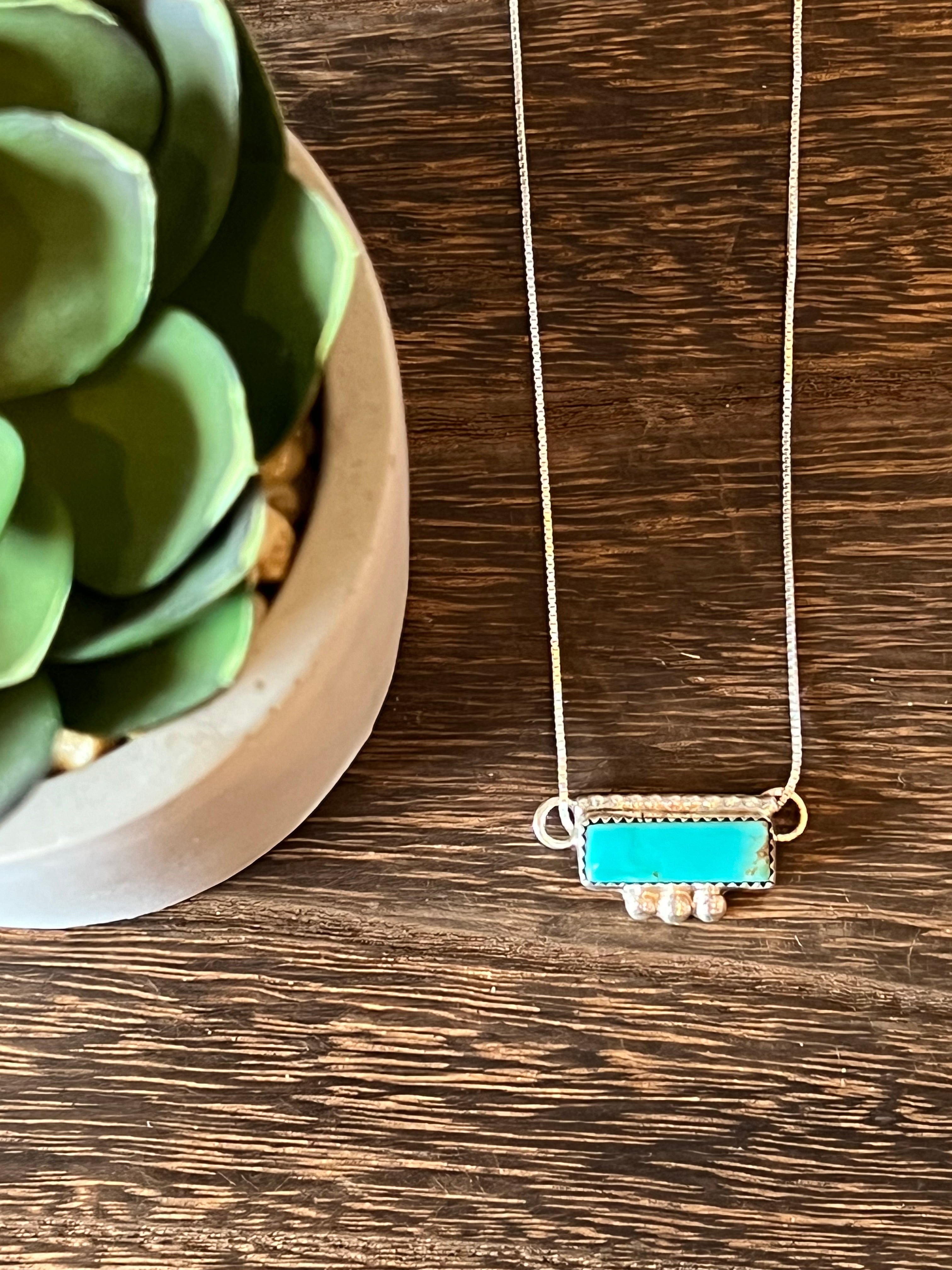 Turquoise Ball Bar Sterling Silver Necklace