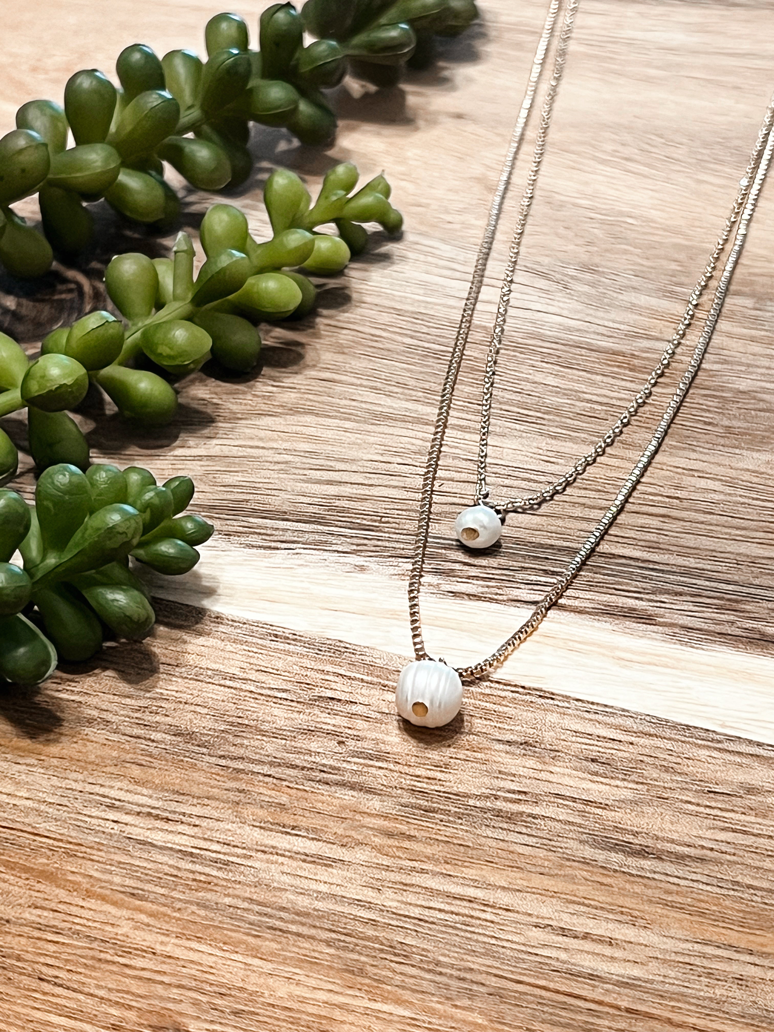 Double Pearl Layered Necklace