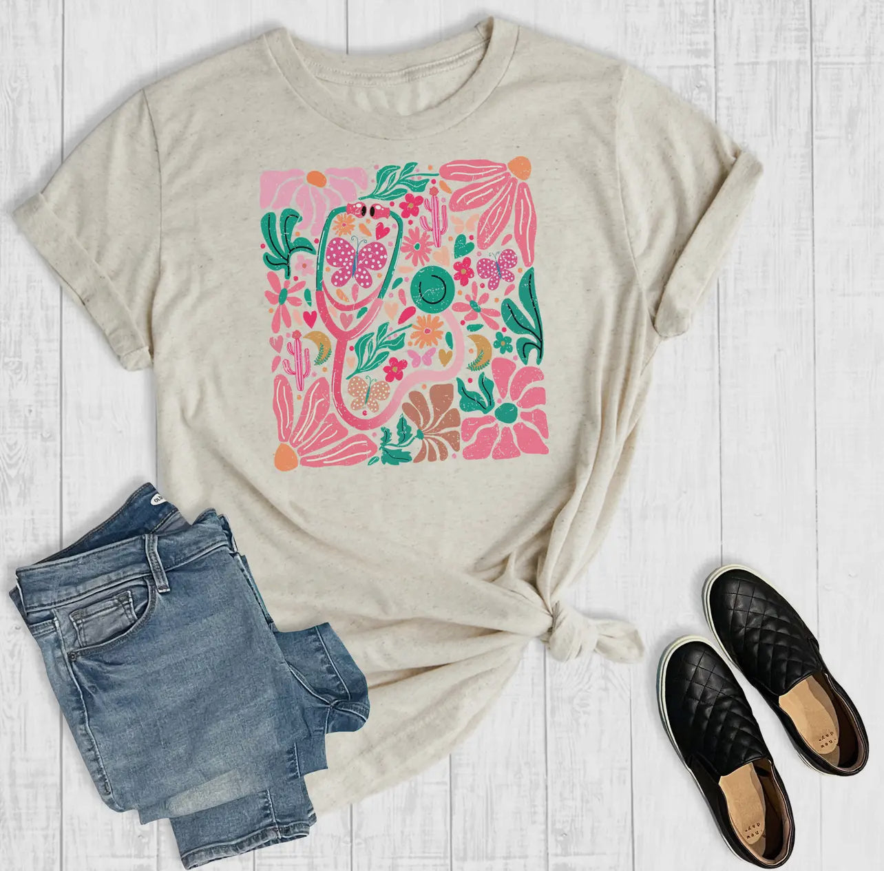 *Preorder* Floral Stethoscope Graphic Tee