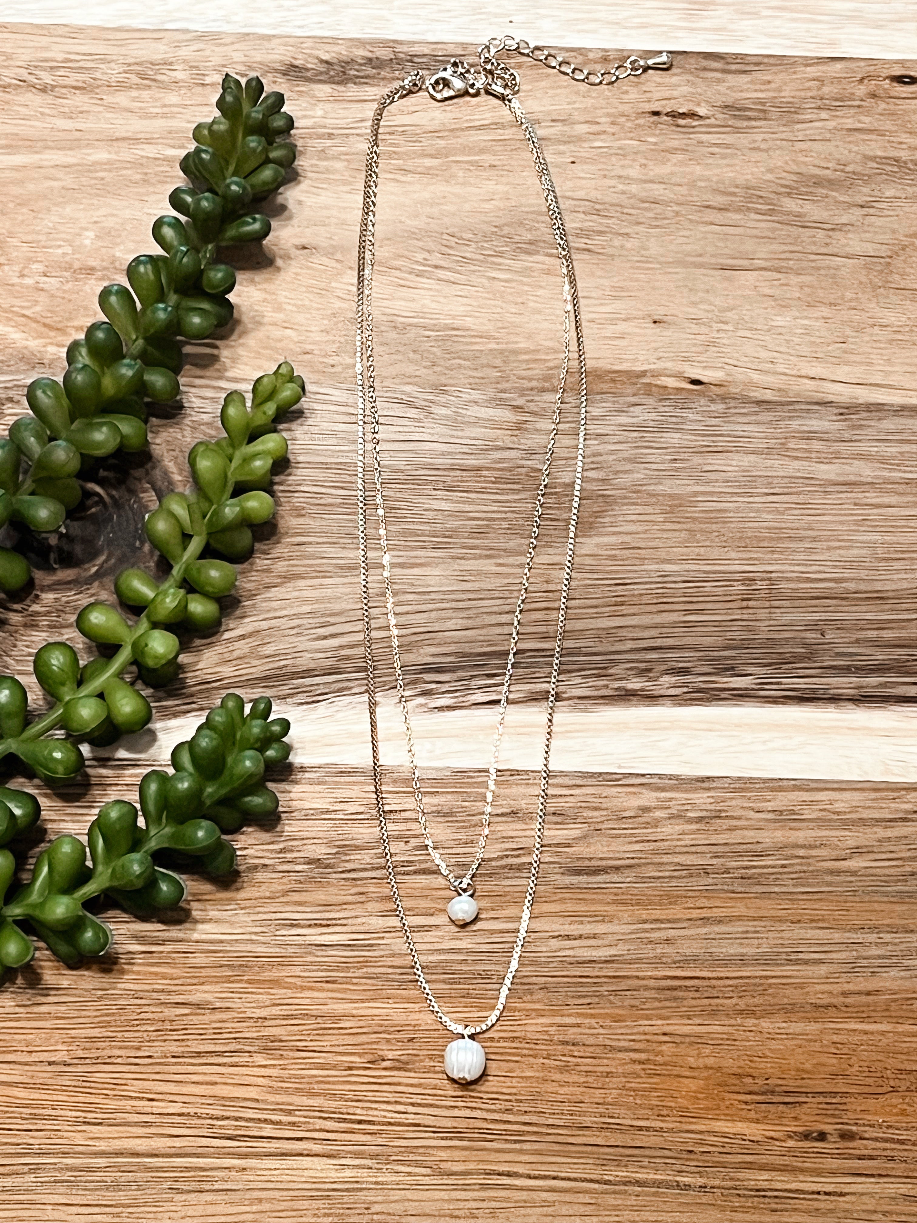 Double Pearl Layered Necklace